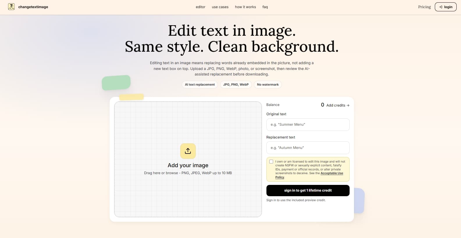 ChangeTextImage screenshot 1
