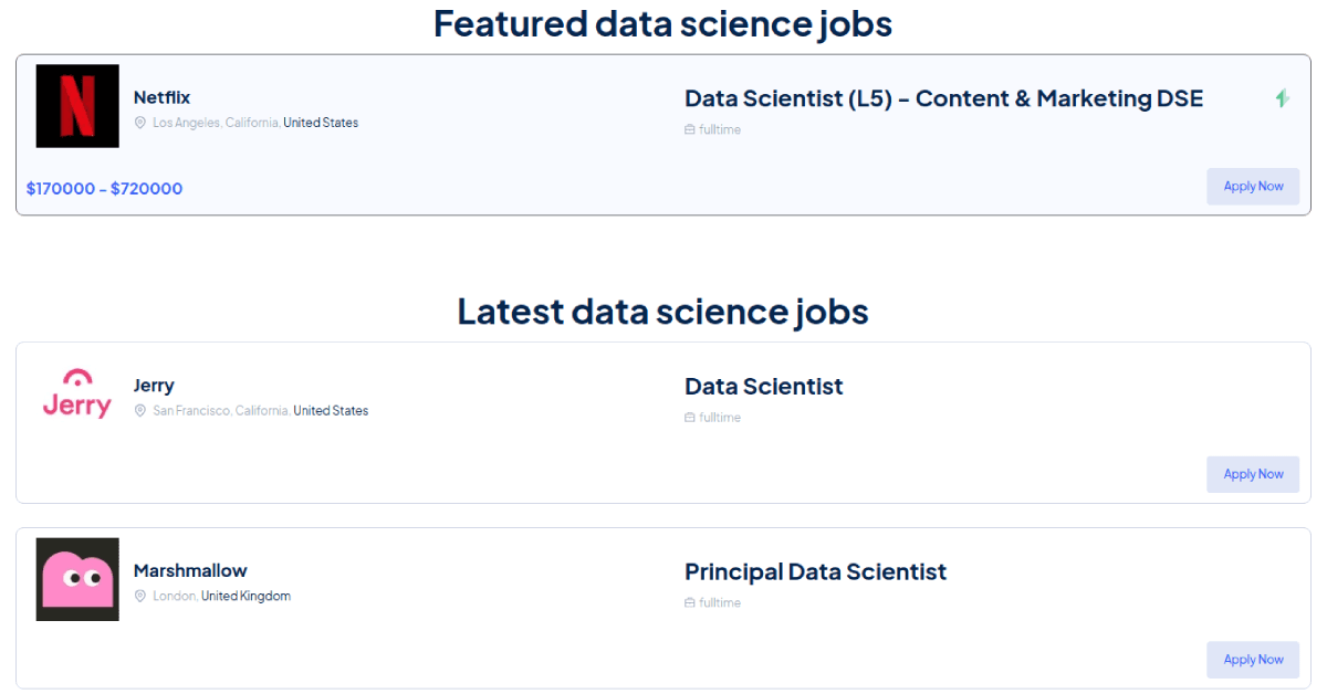 Data Science jobs screenshot 1