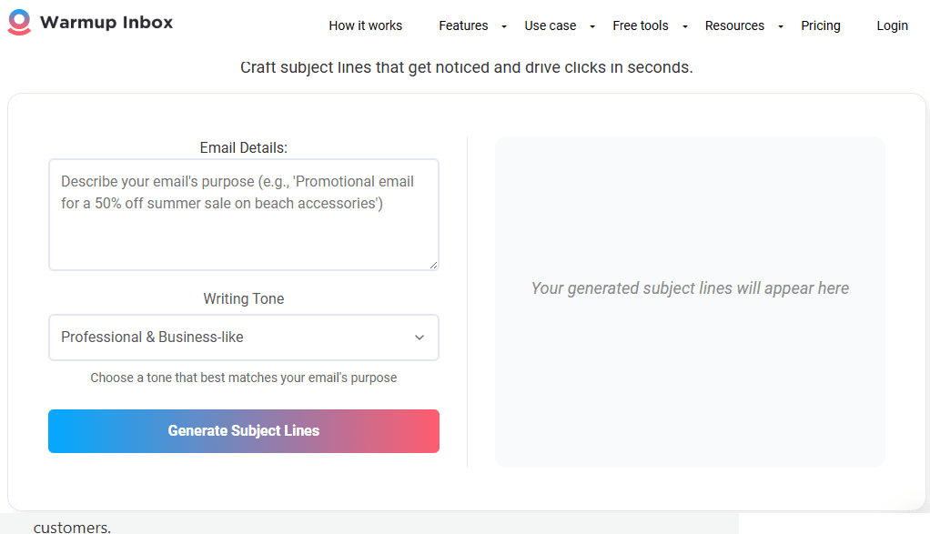 Email Subject Line Generator screenshot 1