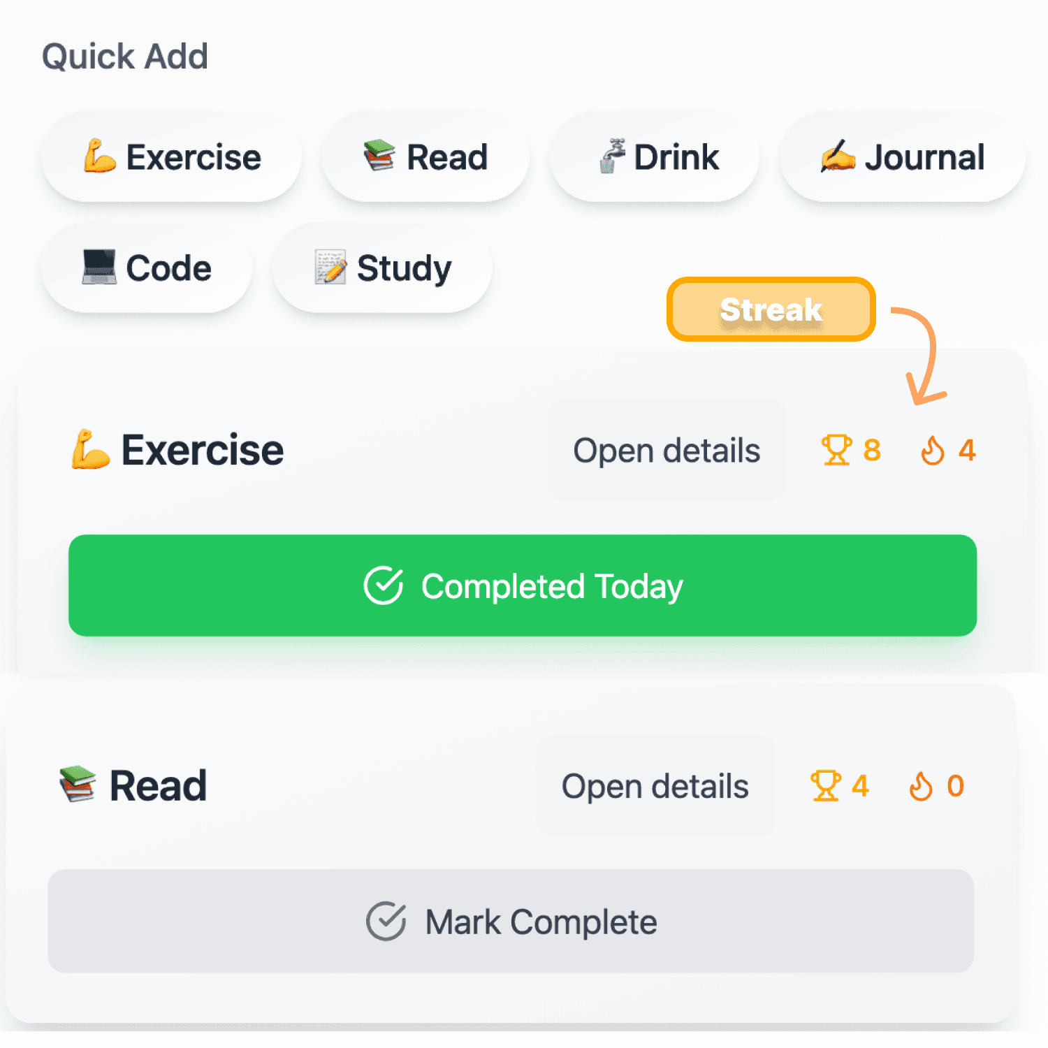 HabitFast screenshot 1