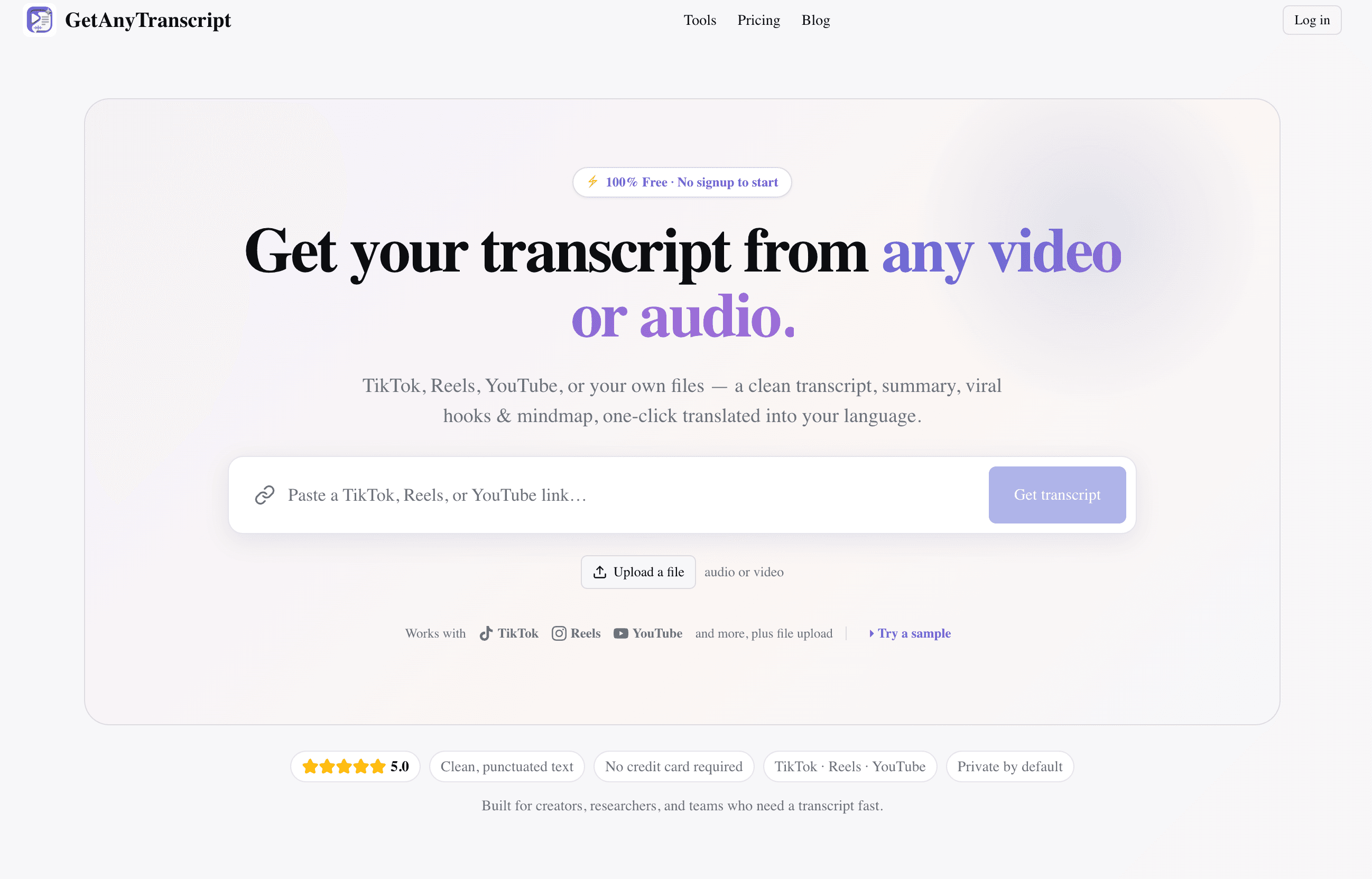 GetAnyTranscript screenshot 1