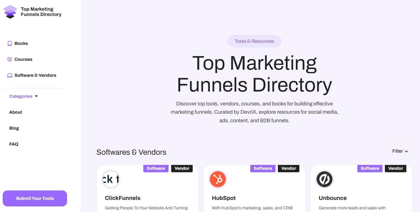 Top Marketing Funnels Directory screenshot 1