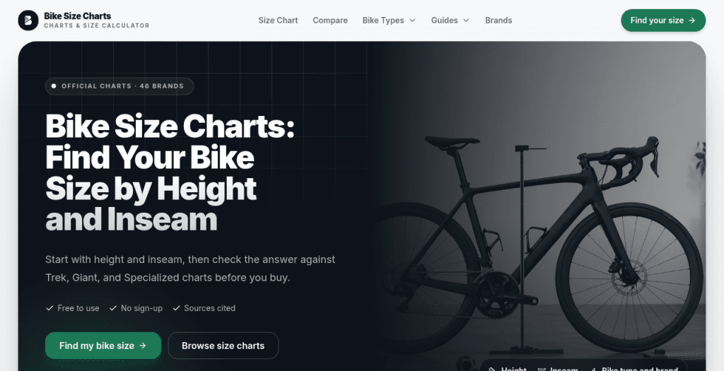 Bike Size Charts screenshot 1