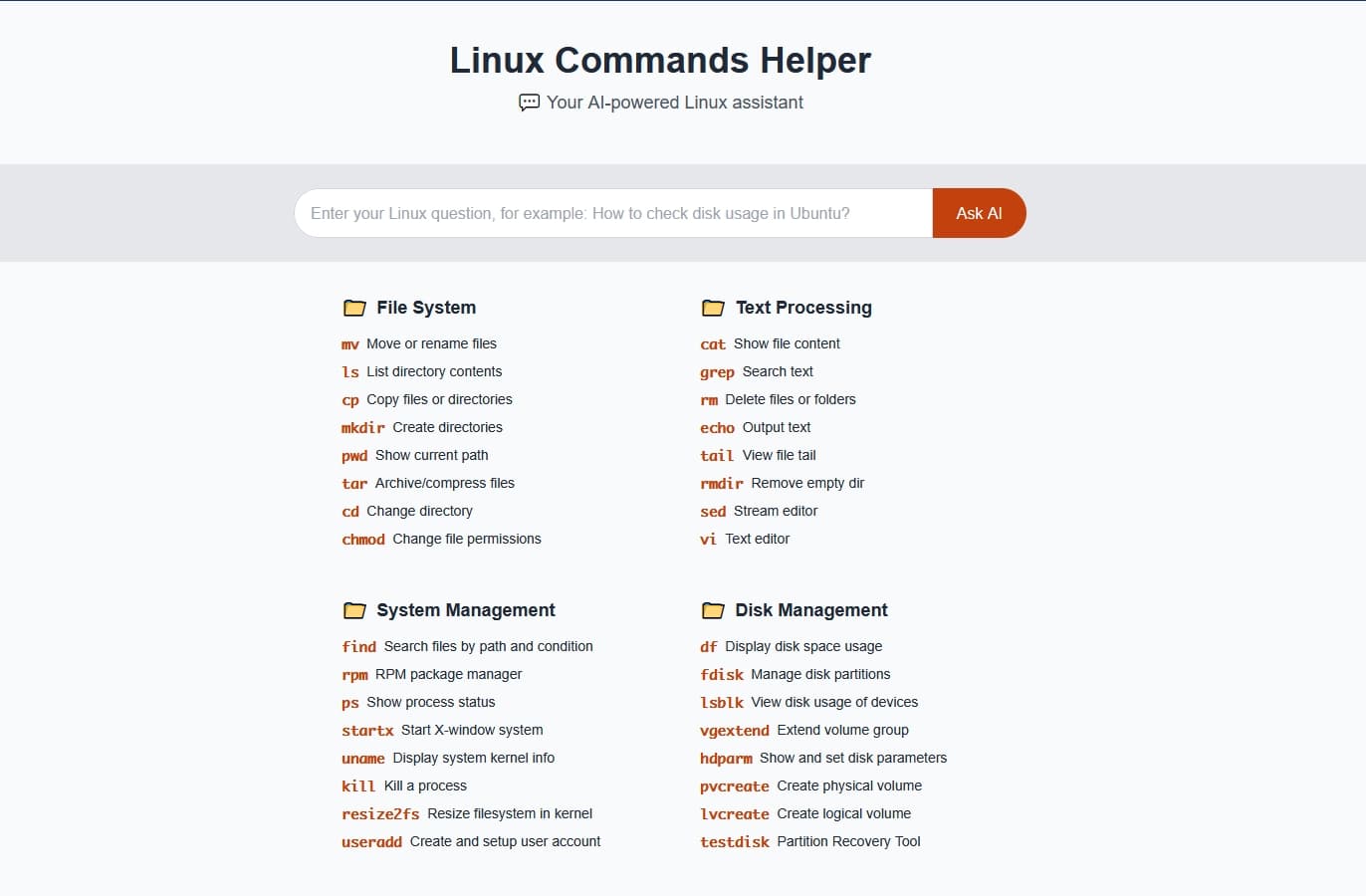 Linux Commands Helper screenshot 1