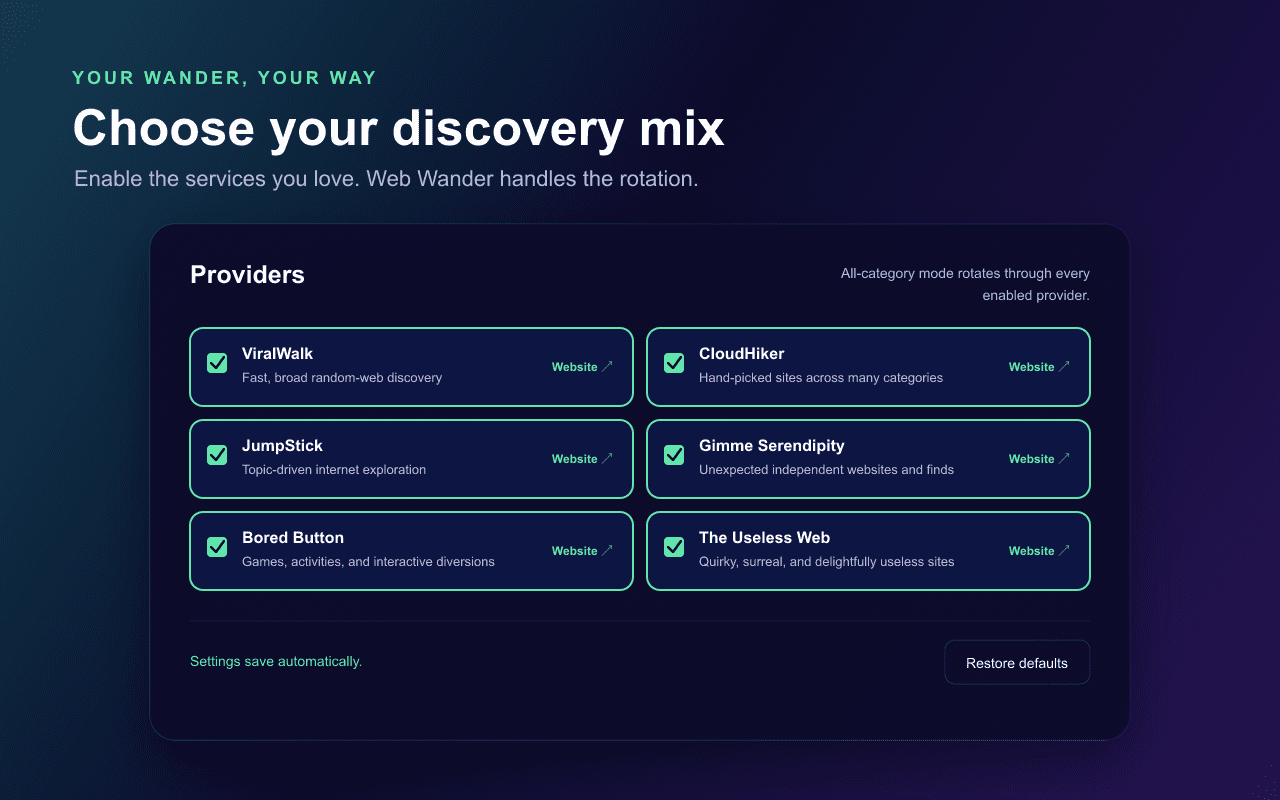 Web Wander screenshot 1
