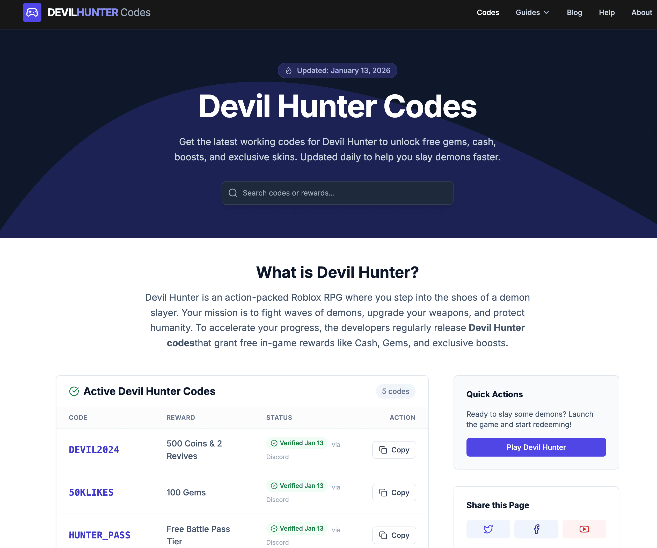 Devil Hunter Codes screenshot 1