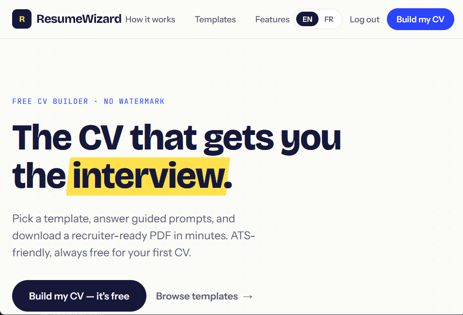 Resume Wizard screenshot 1