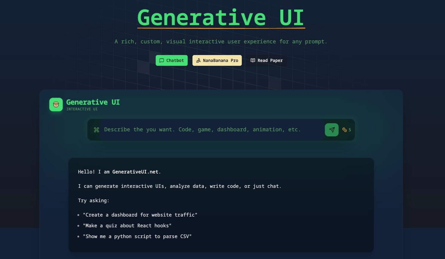 Generative UI screenshot 1