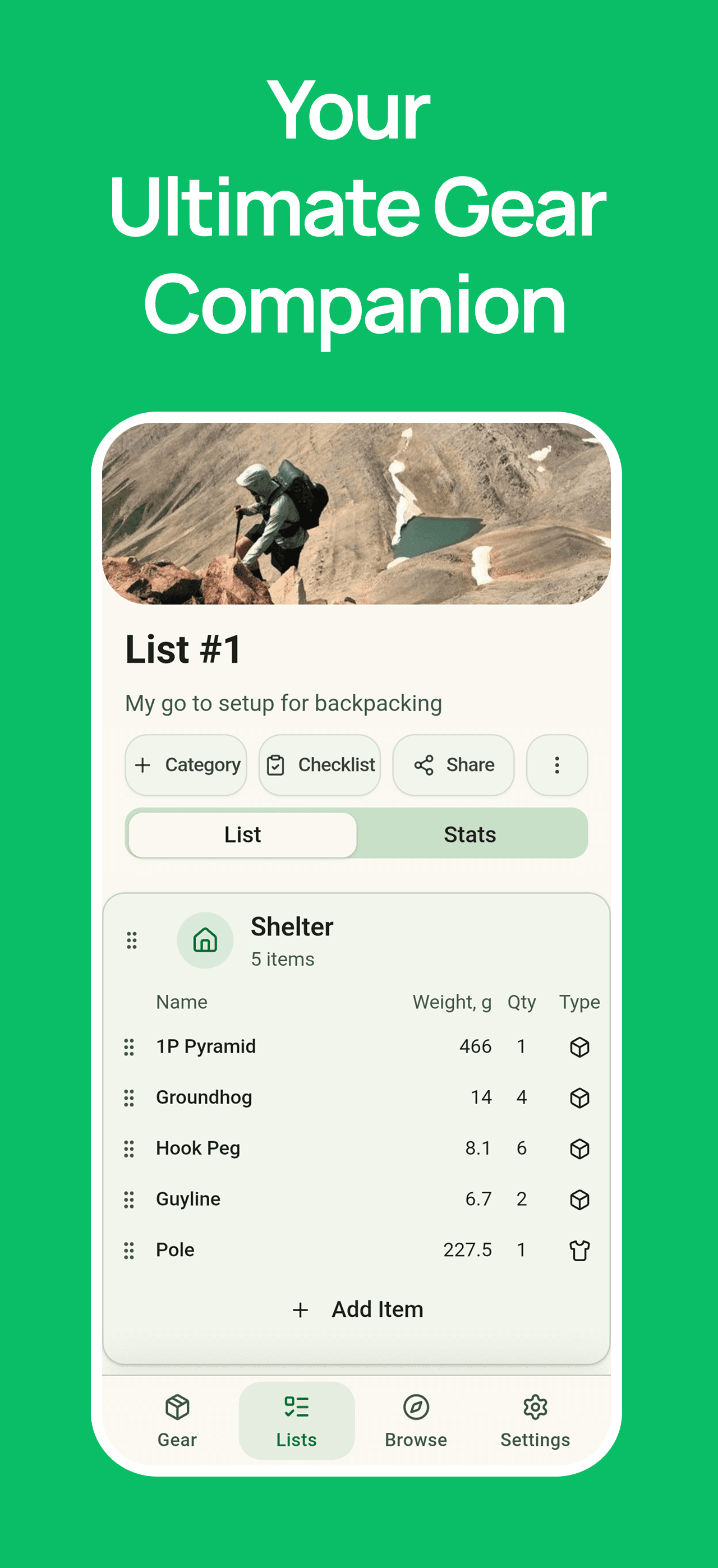 MetaGear - Hiking Lists Tracker App screenshot 1