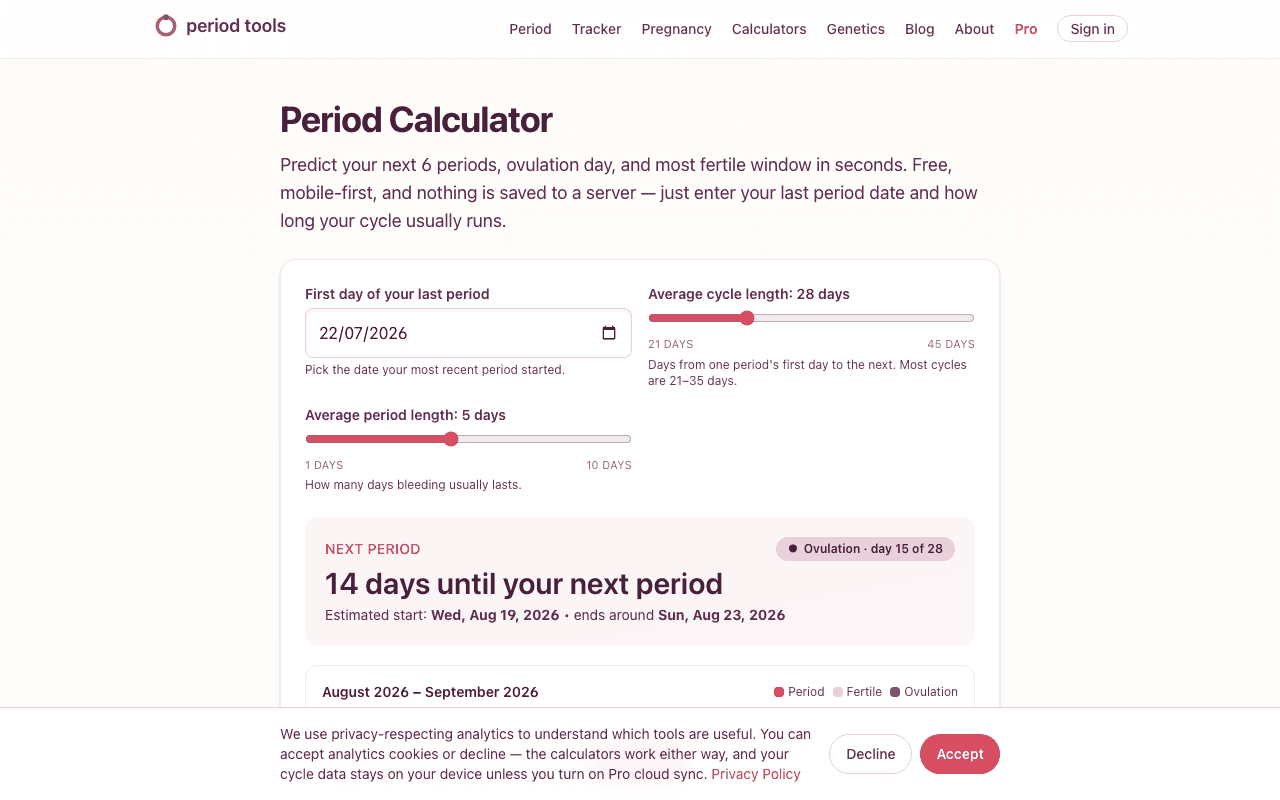 Period Tools screenshot 1