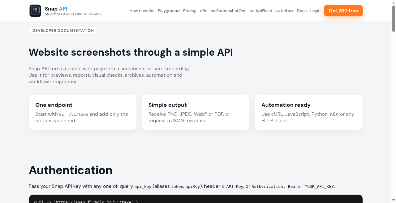 Snap API screenshot 1