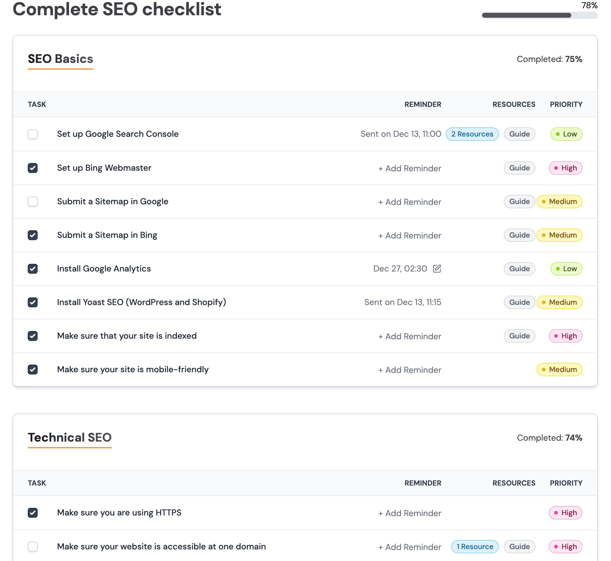 SEO Checklist screenshot 1