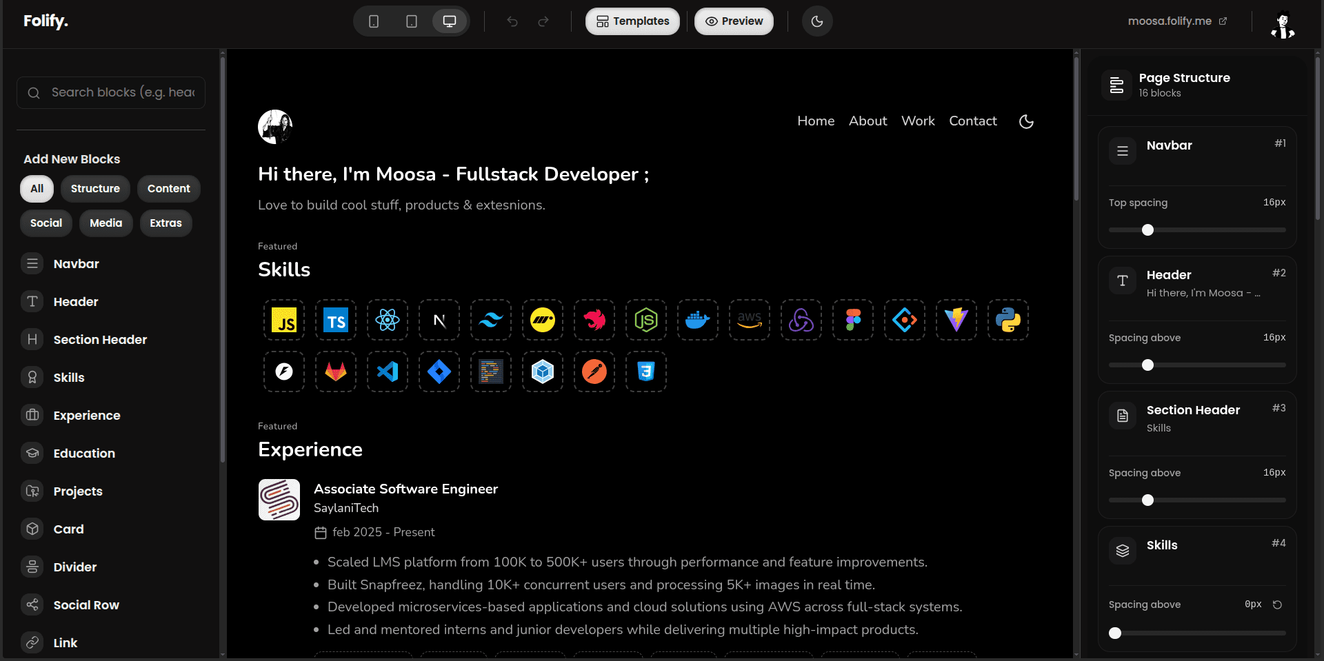 Folify - Portfolio builde screenshot 1