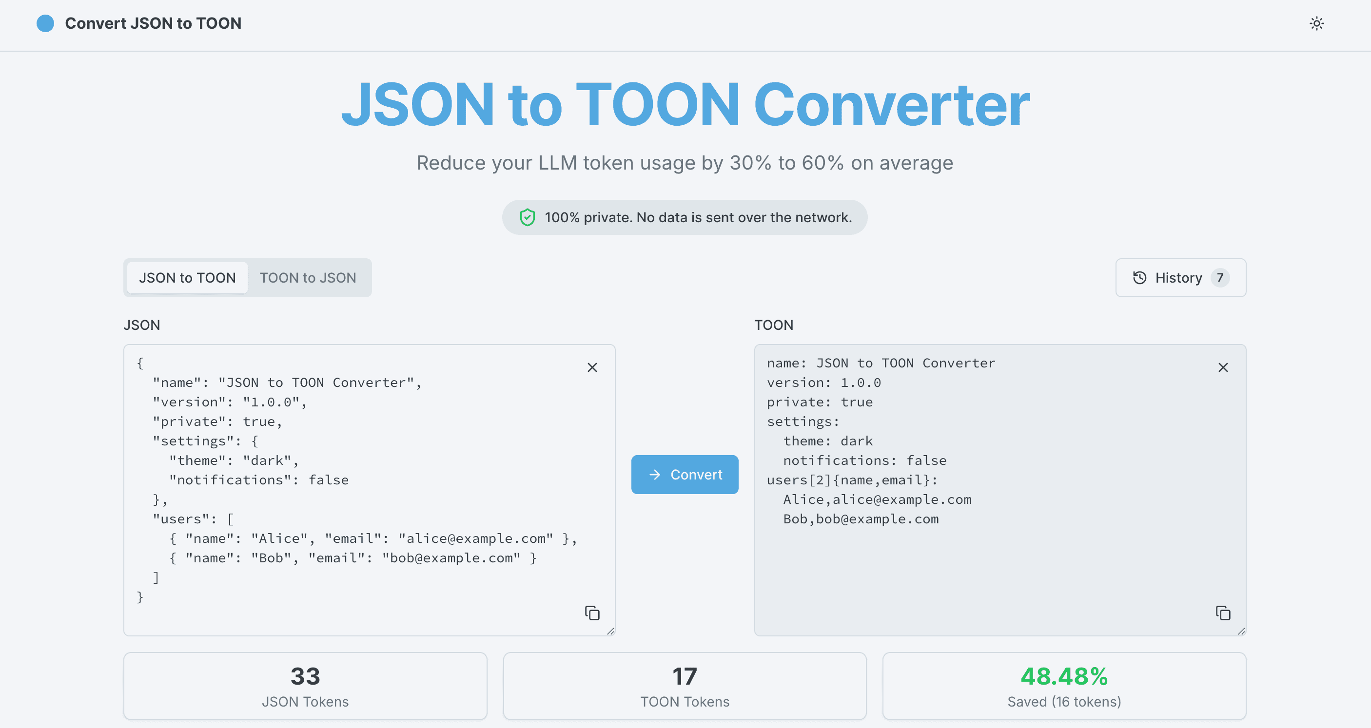 JSON to TOON Converter screenshot 1