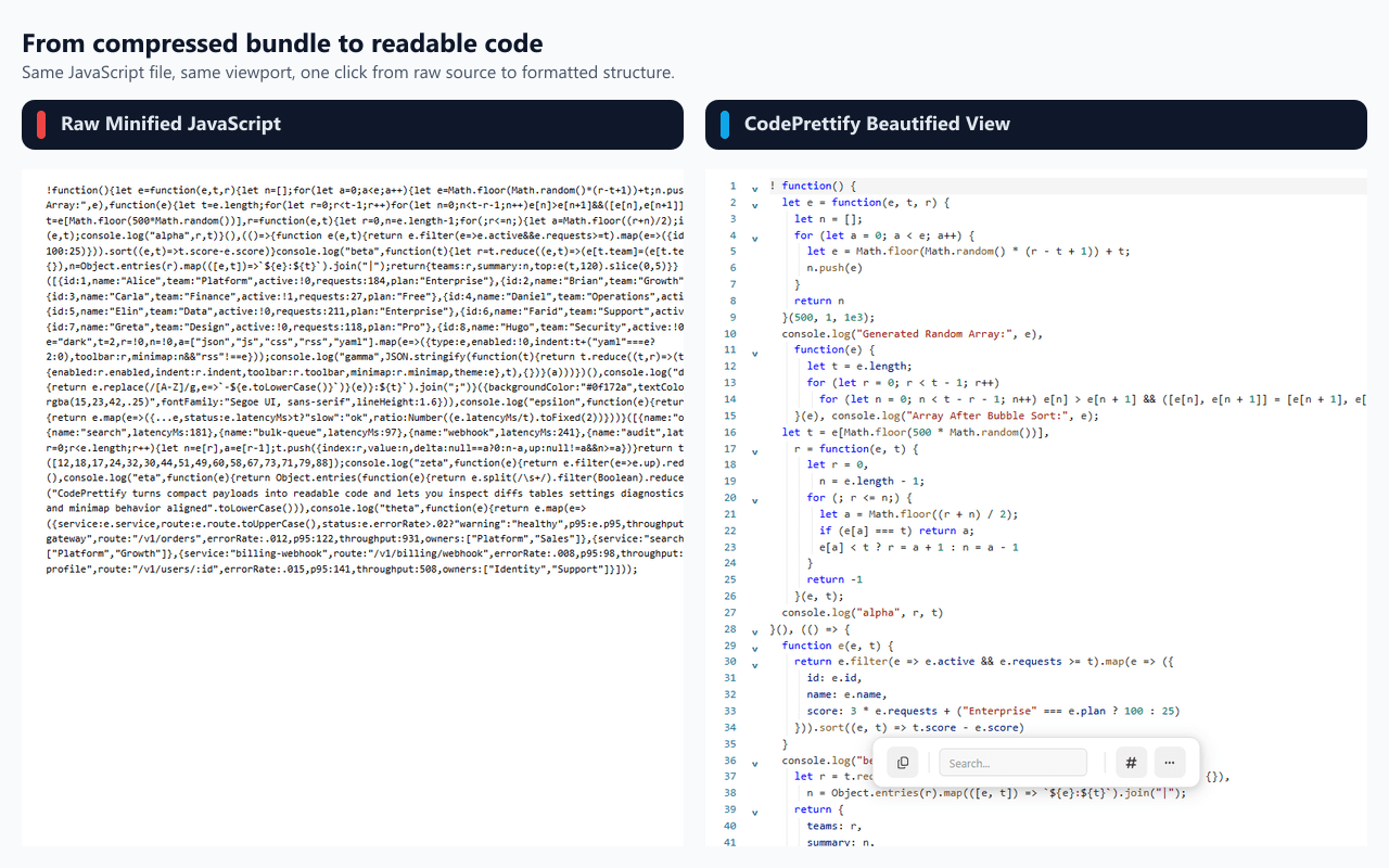 CodePrettify screenshot 1