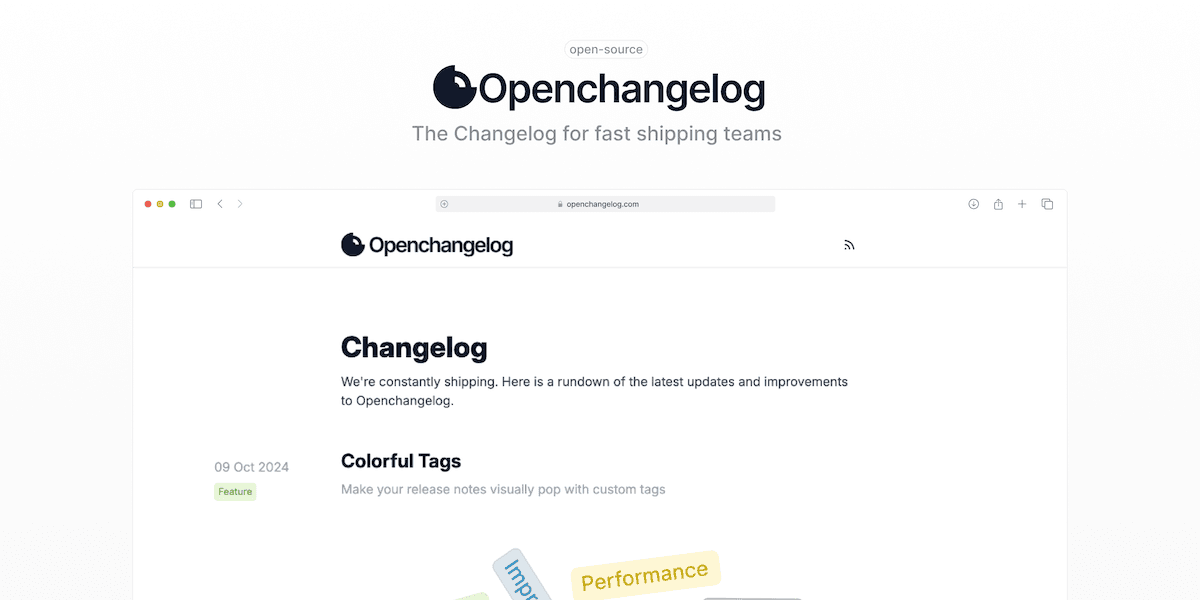 Openchangelog screenshot 1