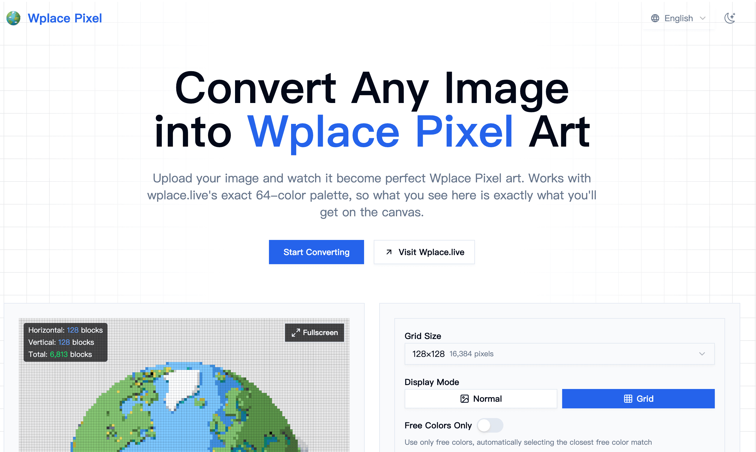 Wplace Pixel Art Converter screenshot 1