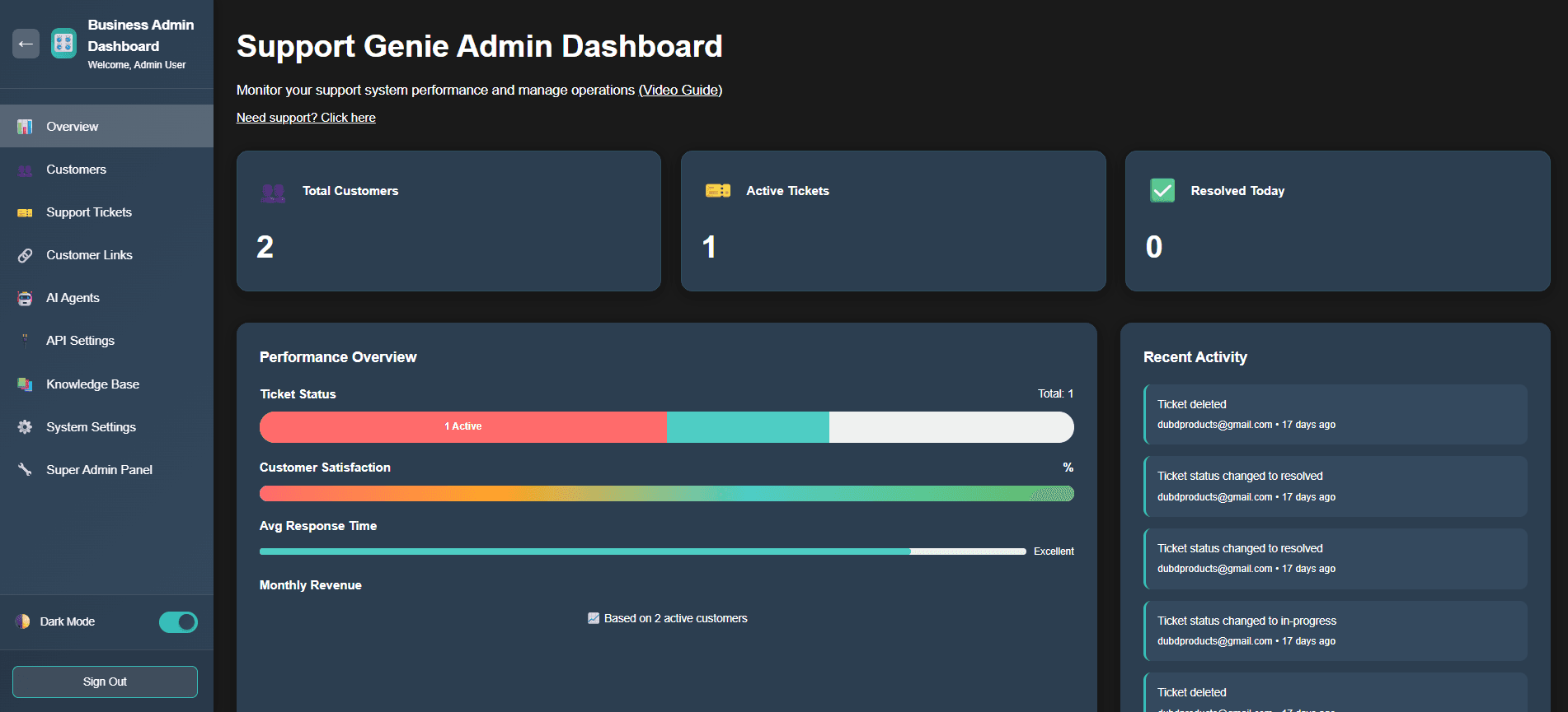 Support Genie Customer Support Platform screenshot 1