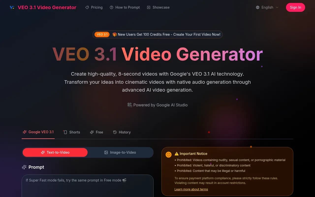 VEO 3.1 Video Generator screenshot 1