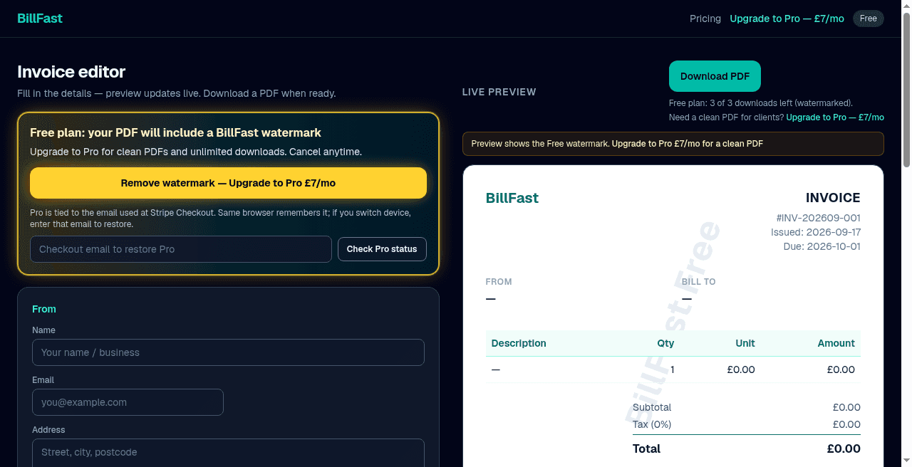 BillFast screenshot 1