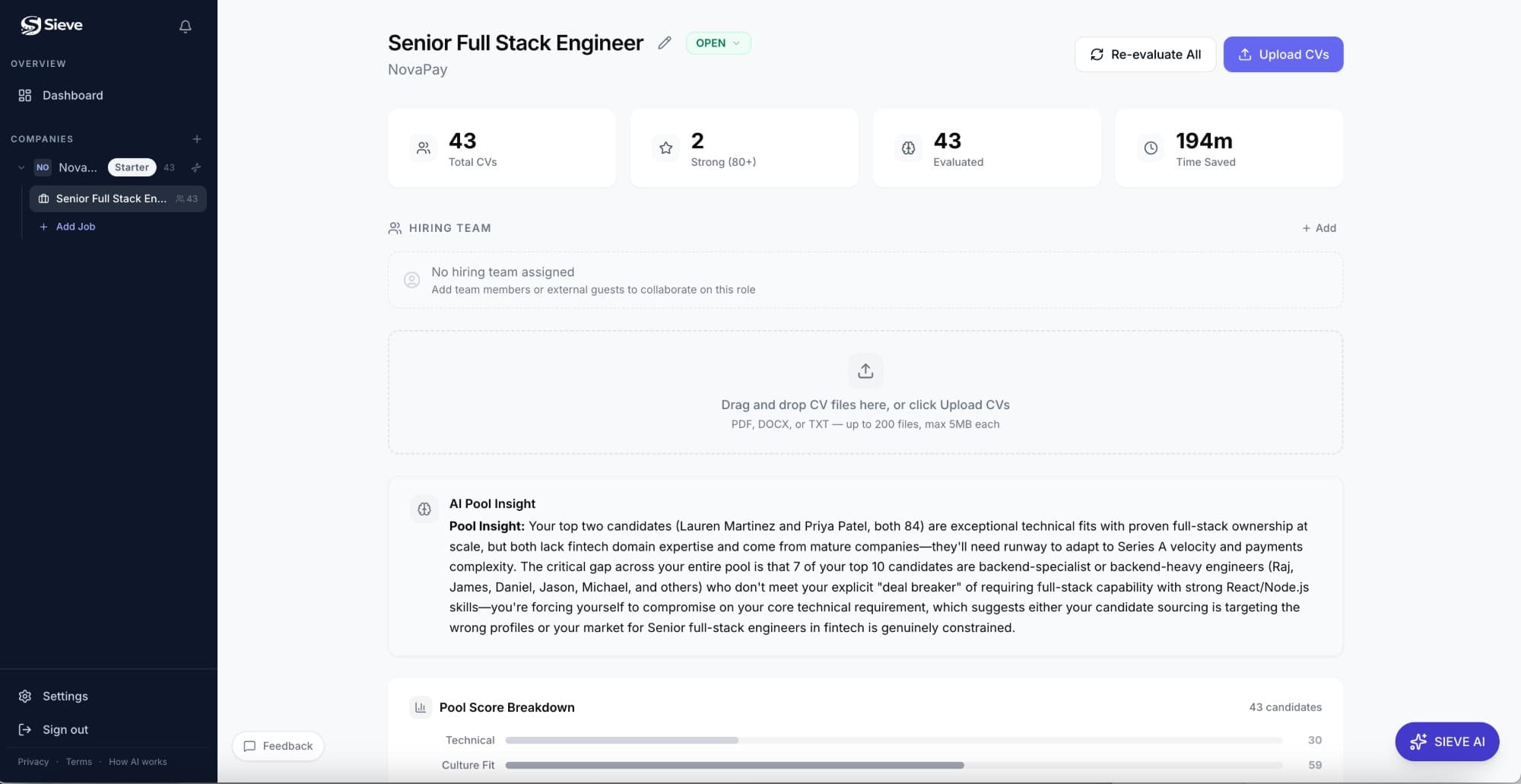 Sieve CV screenshot 1