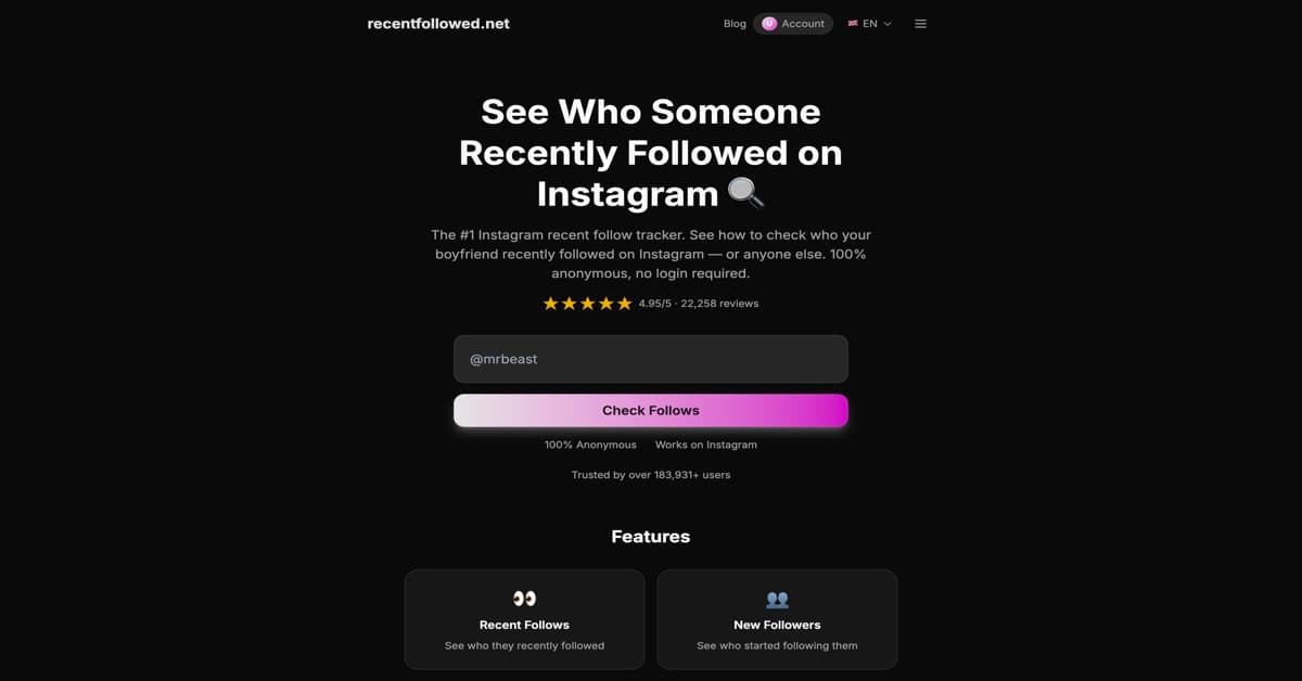 RecentFollowed screenshot 1