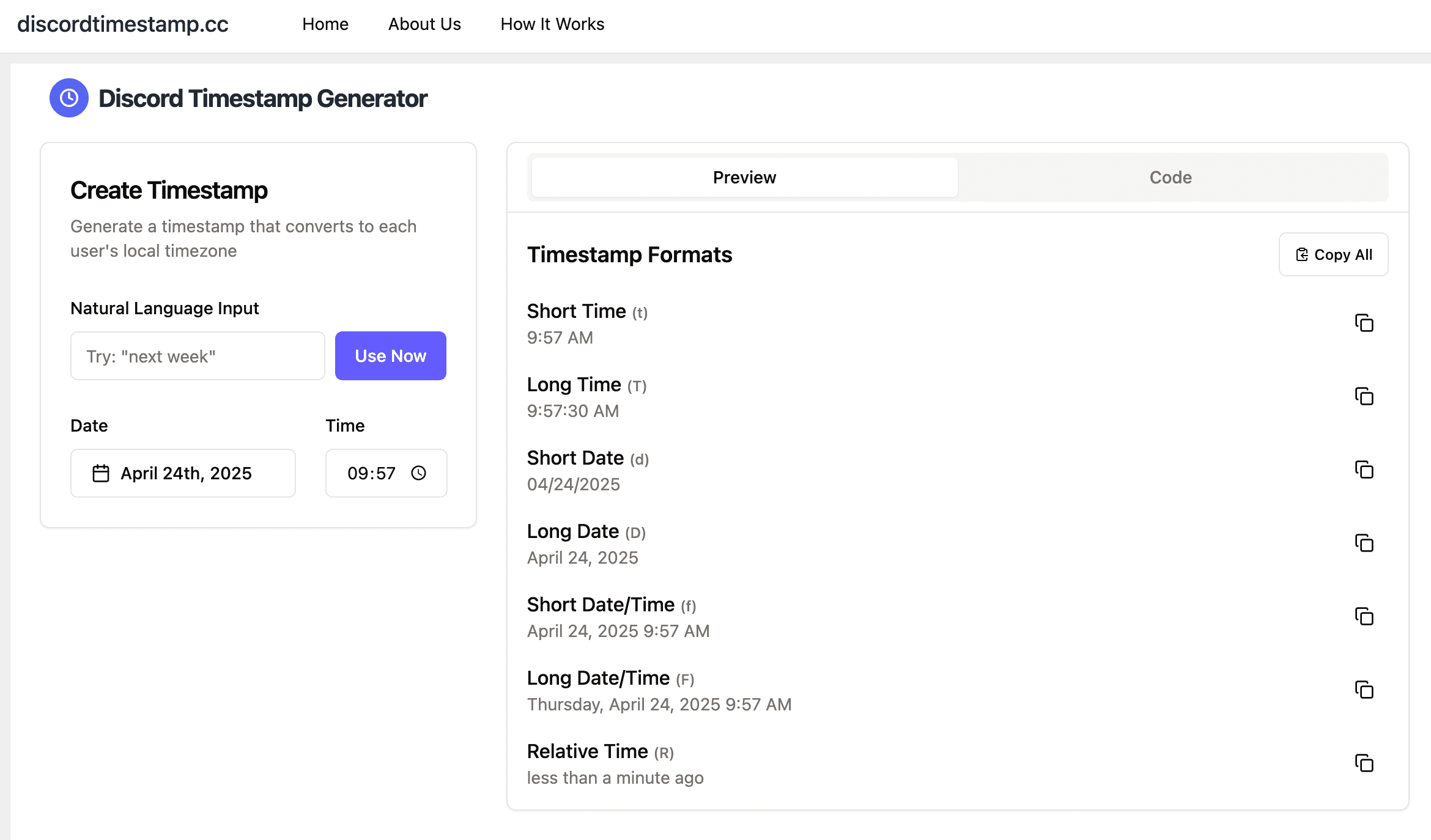 Discord Timestamp Generator screenshot 1