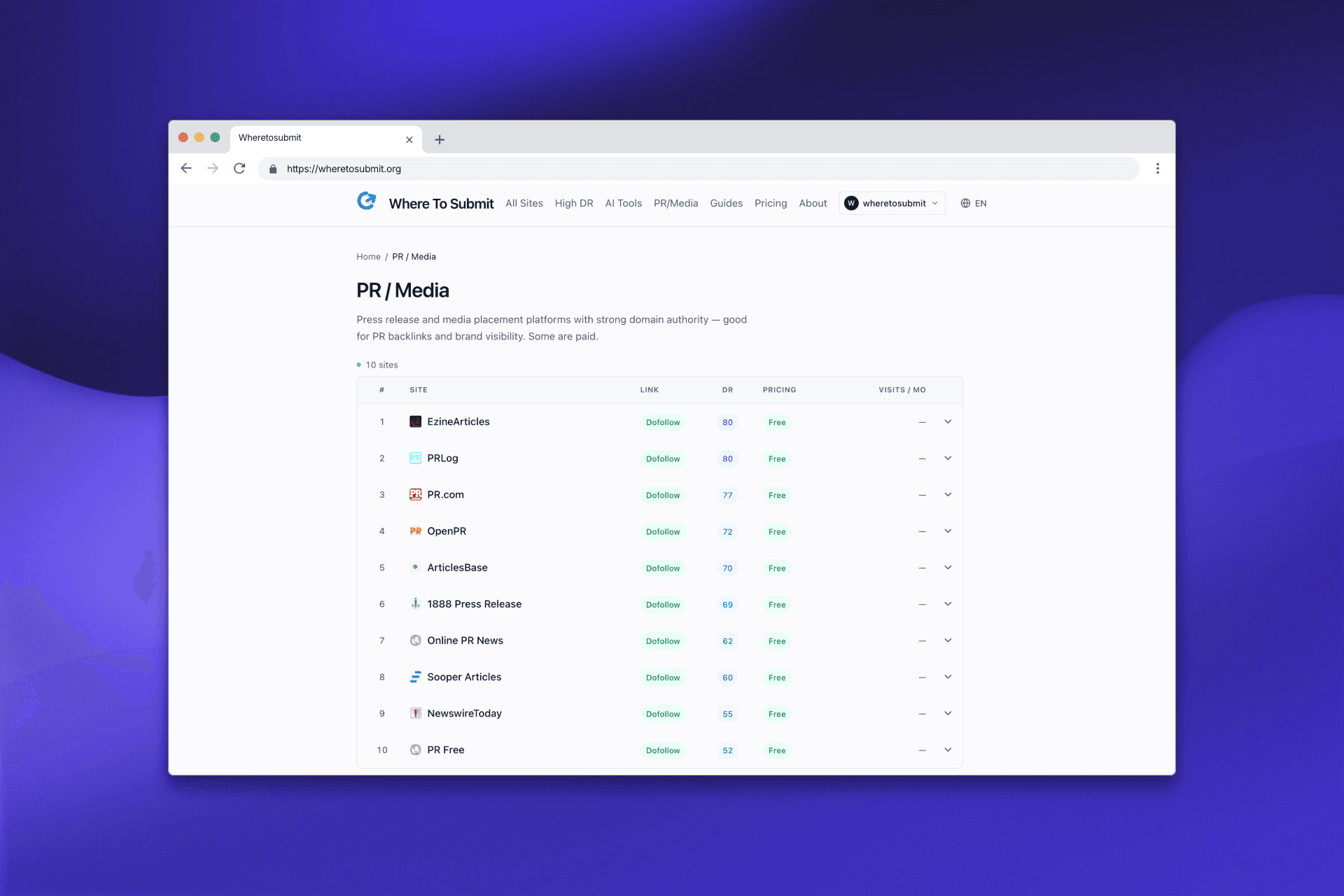 wheretosubmit screenshot 1