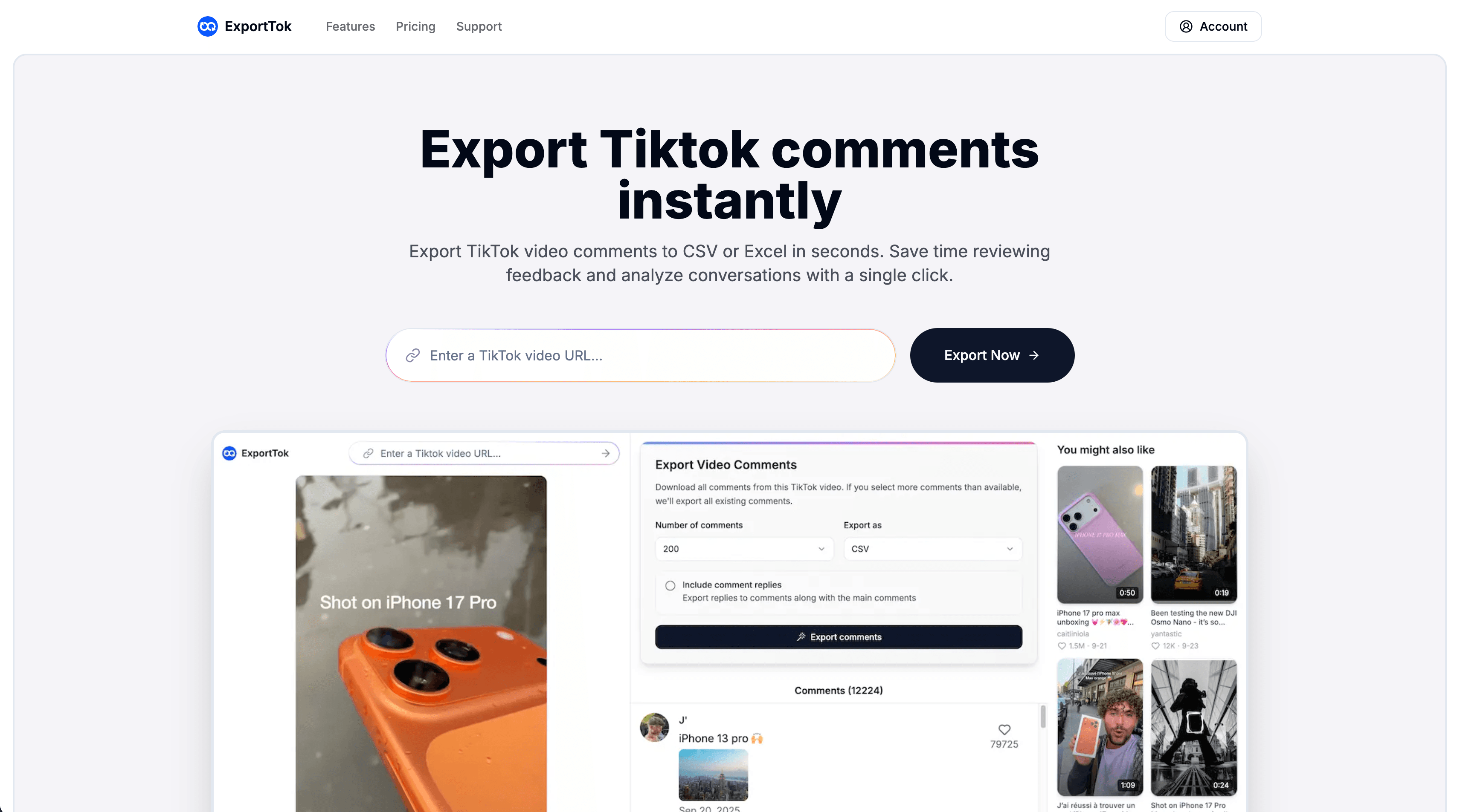 ExportTok screenshot 1