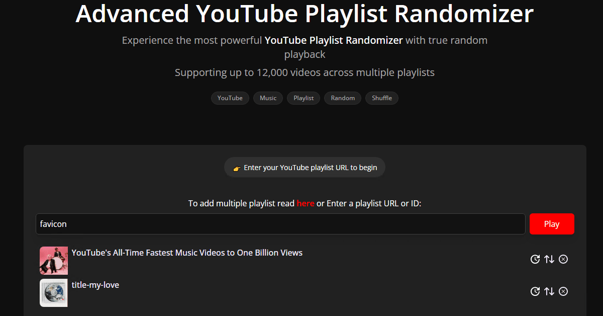 YouTube Playlist Randomizer screenshot 1