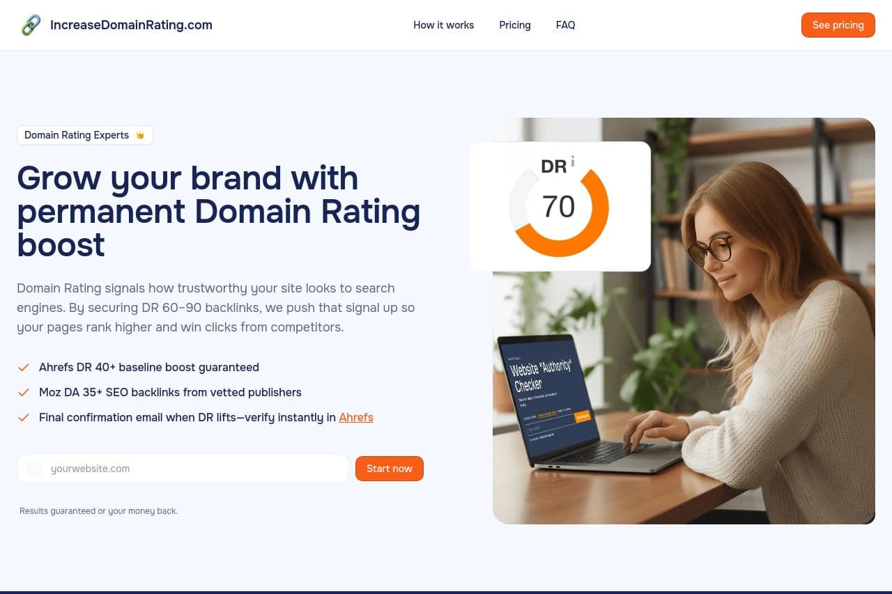 IncreaseDomainRating.com screenshot 1