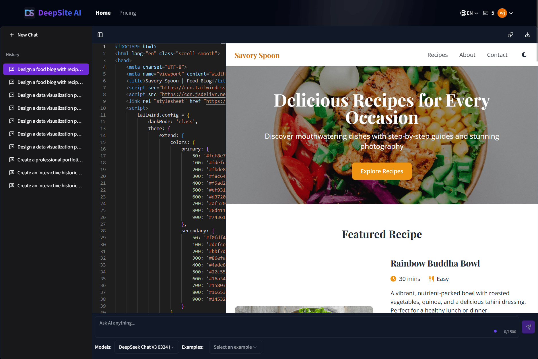 DeepSite AI screenshot 1