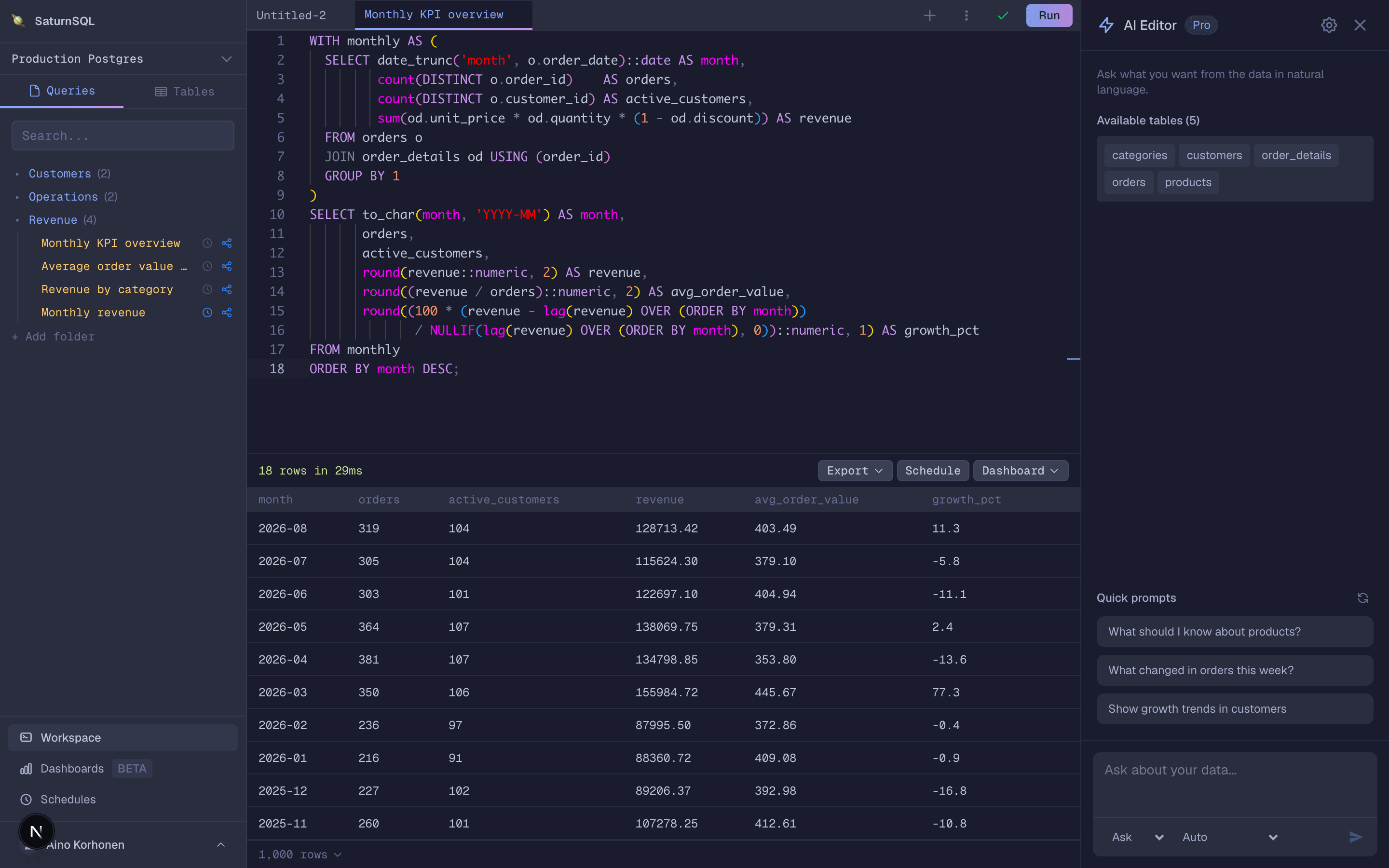 SaturnSQL screenshot 1
