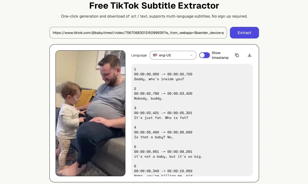 TikTok Transcript Generator screenshot 1