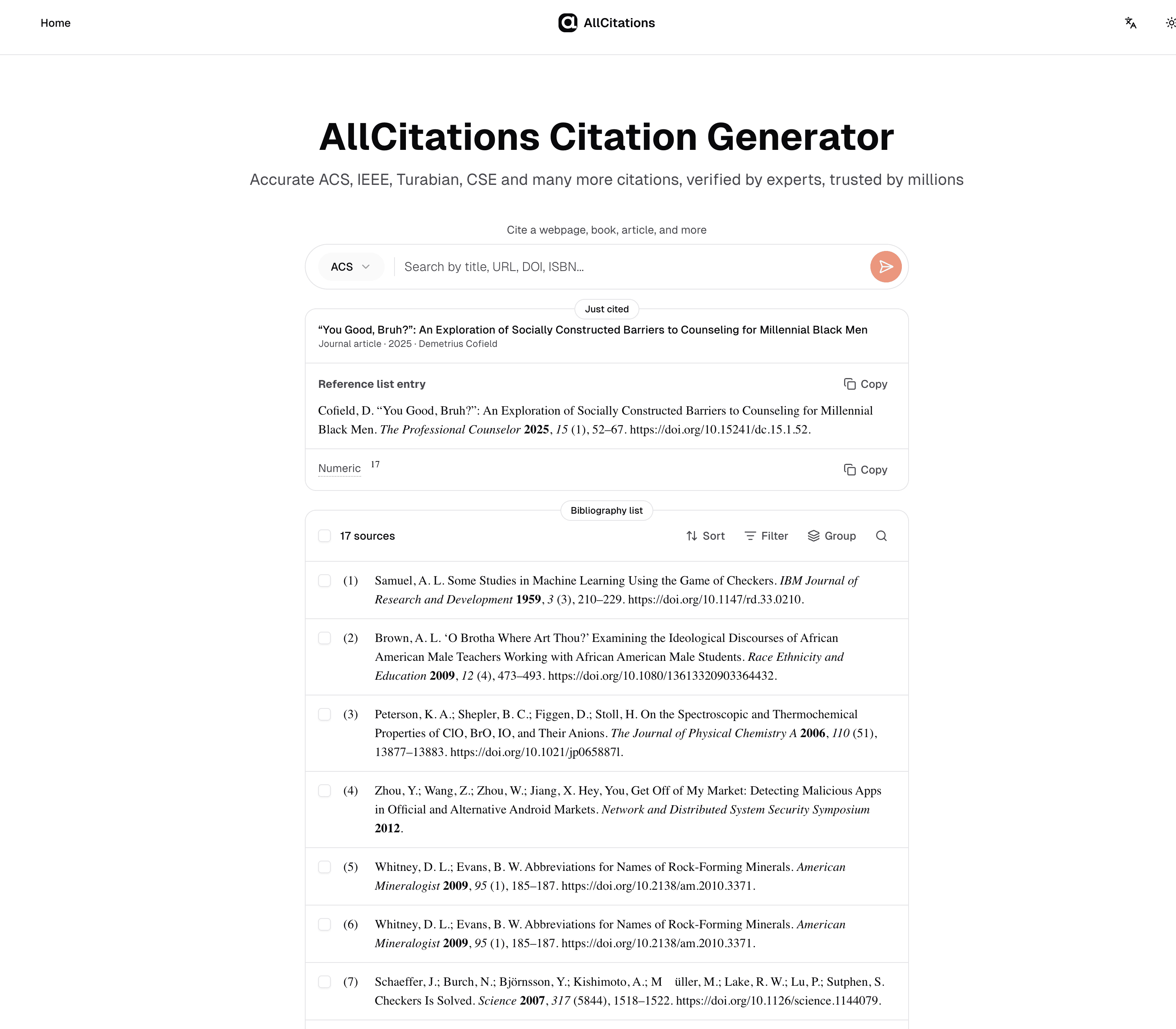 AllCitations screenshot 1