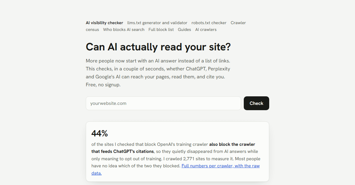 AI Crawler Census screenshot 1