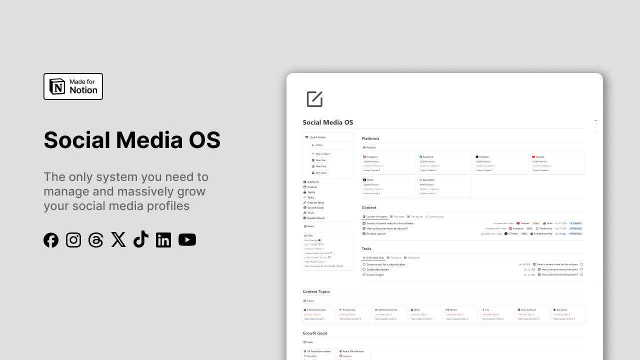 Notion Social Media OS screenshot 1