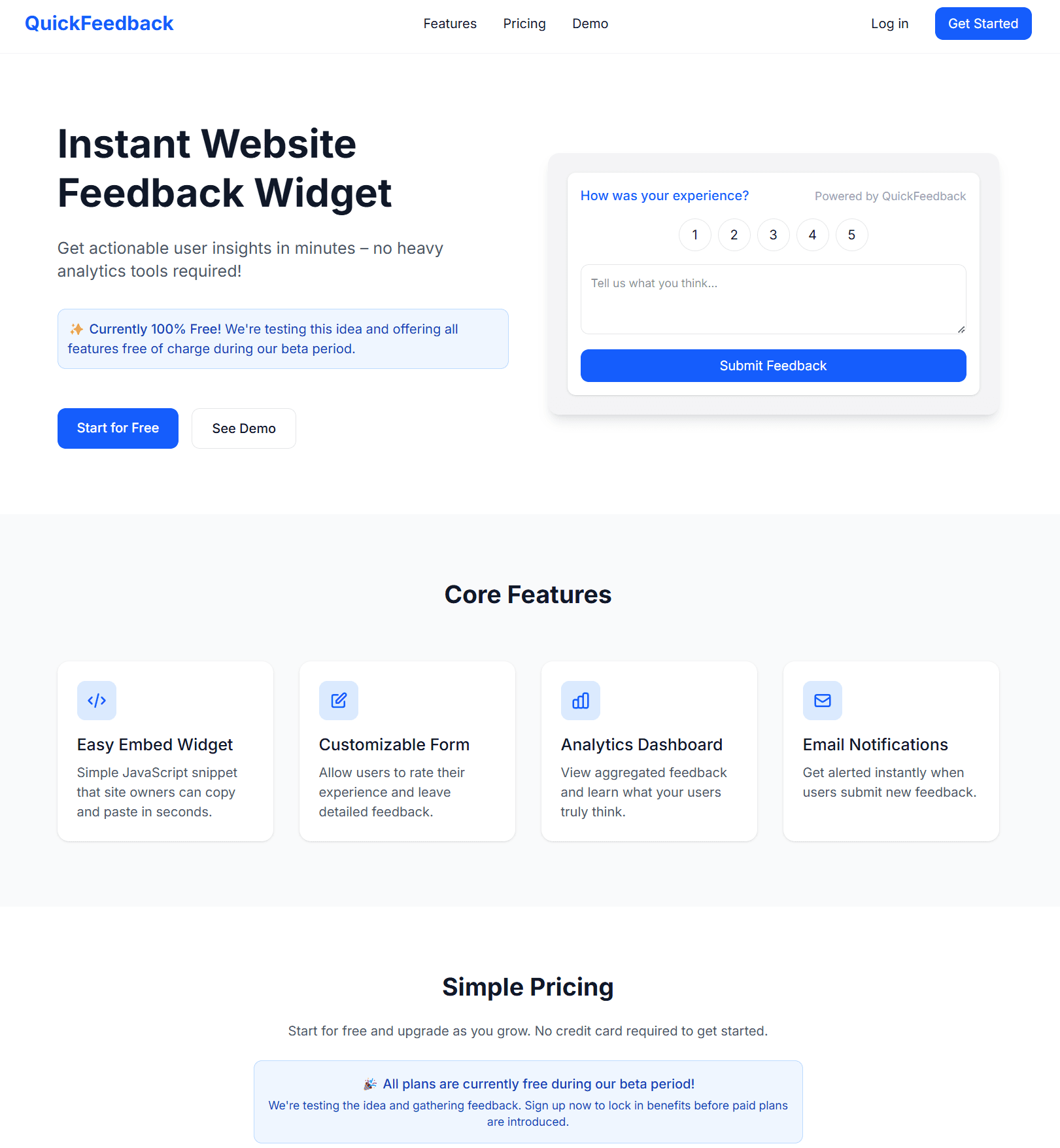 QuickFeedback screenshot 1