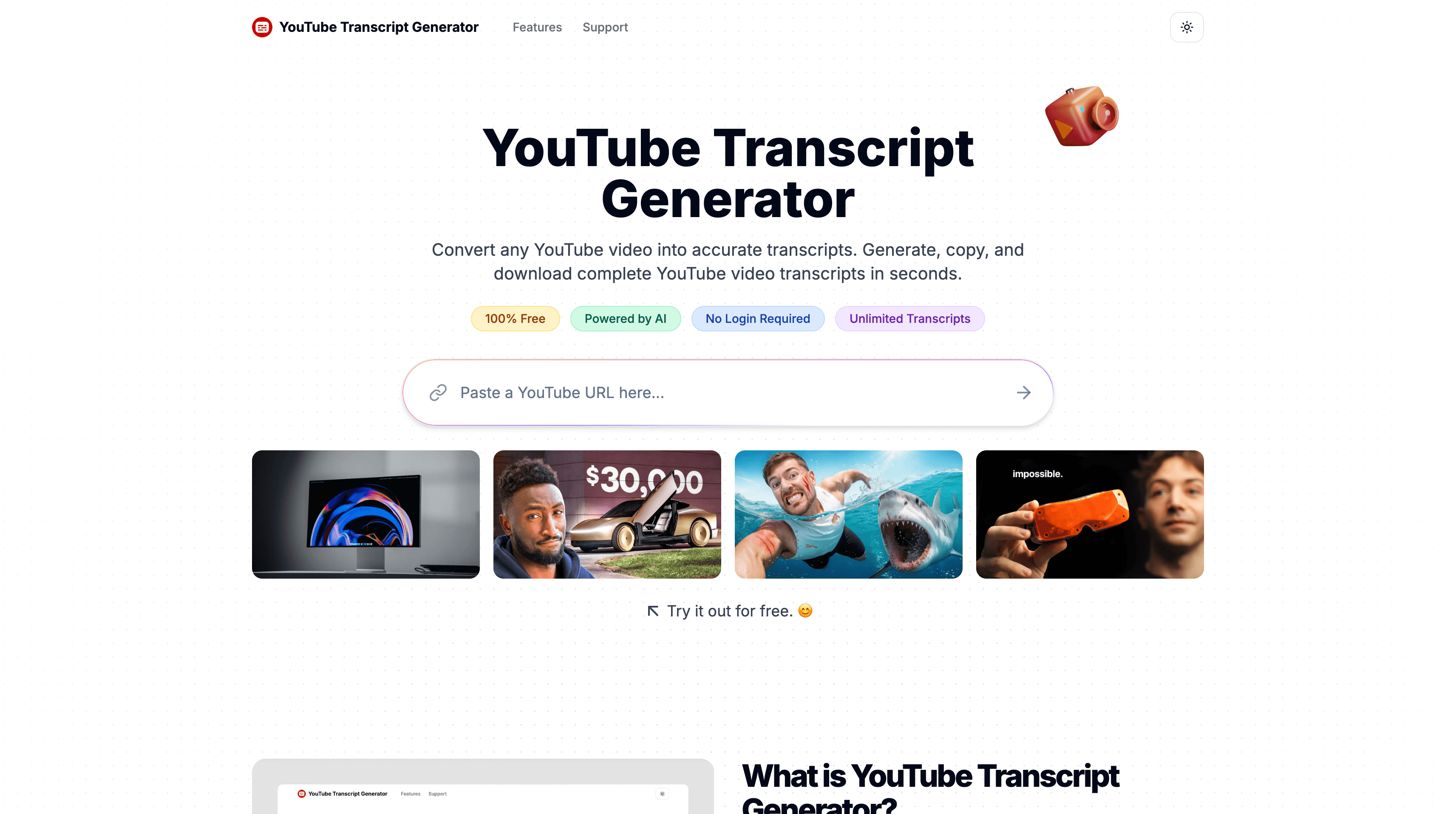 YouTube Transcript Generator screenshot 1