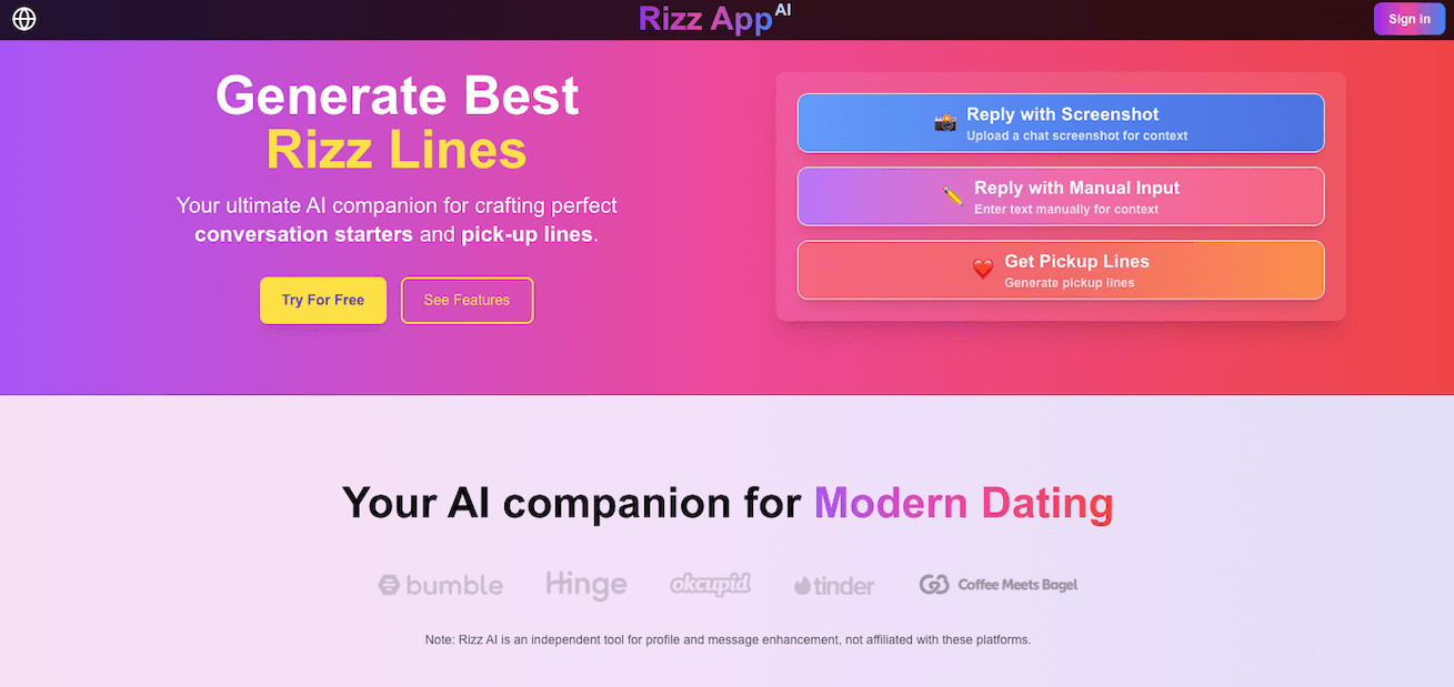 Rizz App AI screenshot 1