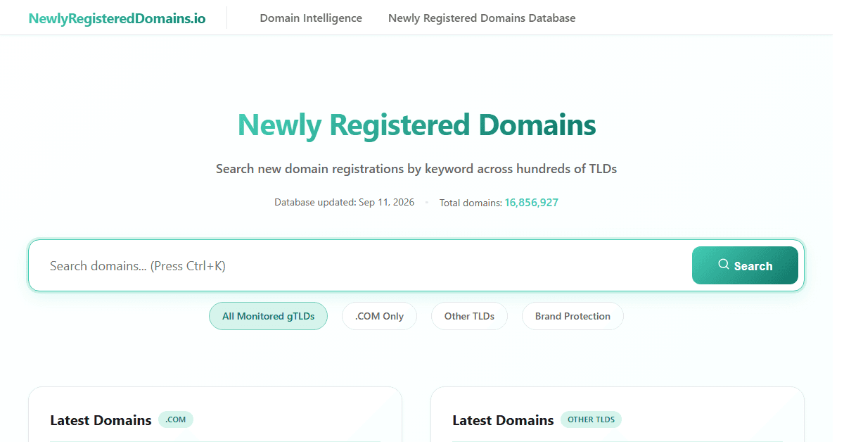 Newly Registered Domains screenshot 1