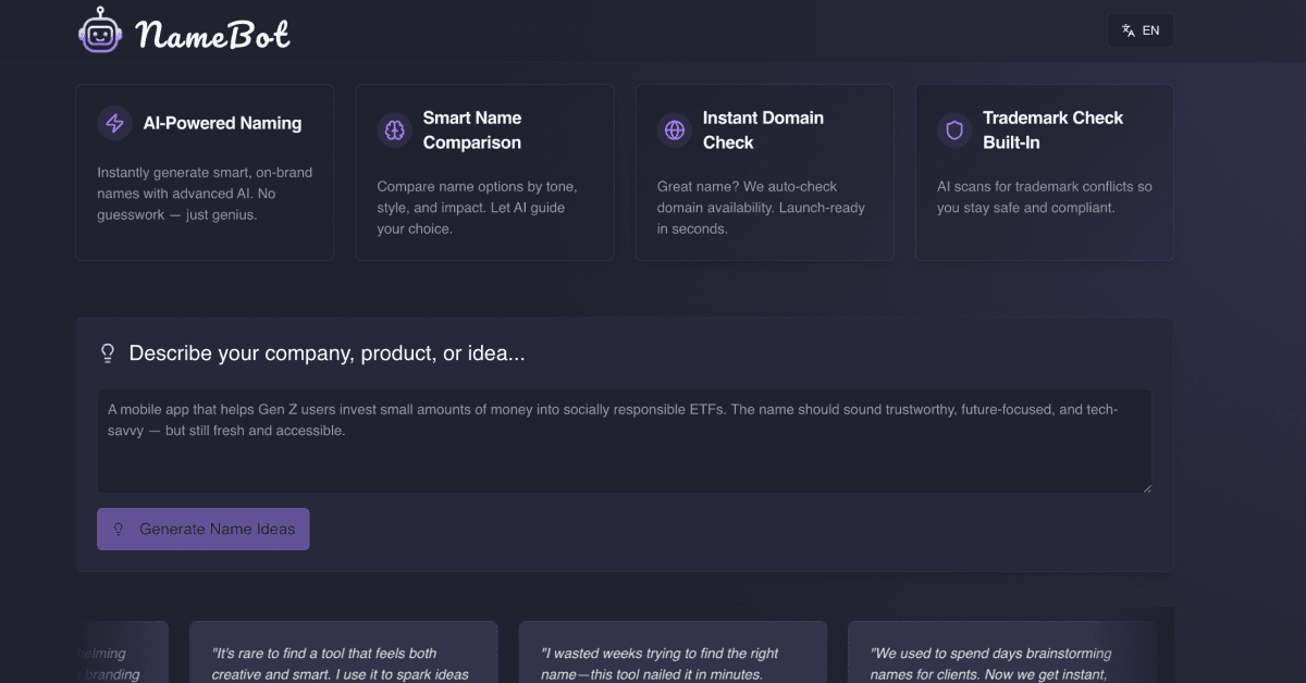 NameBot.ai screenshot 1