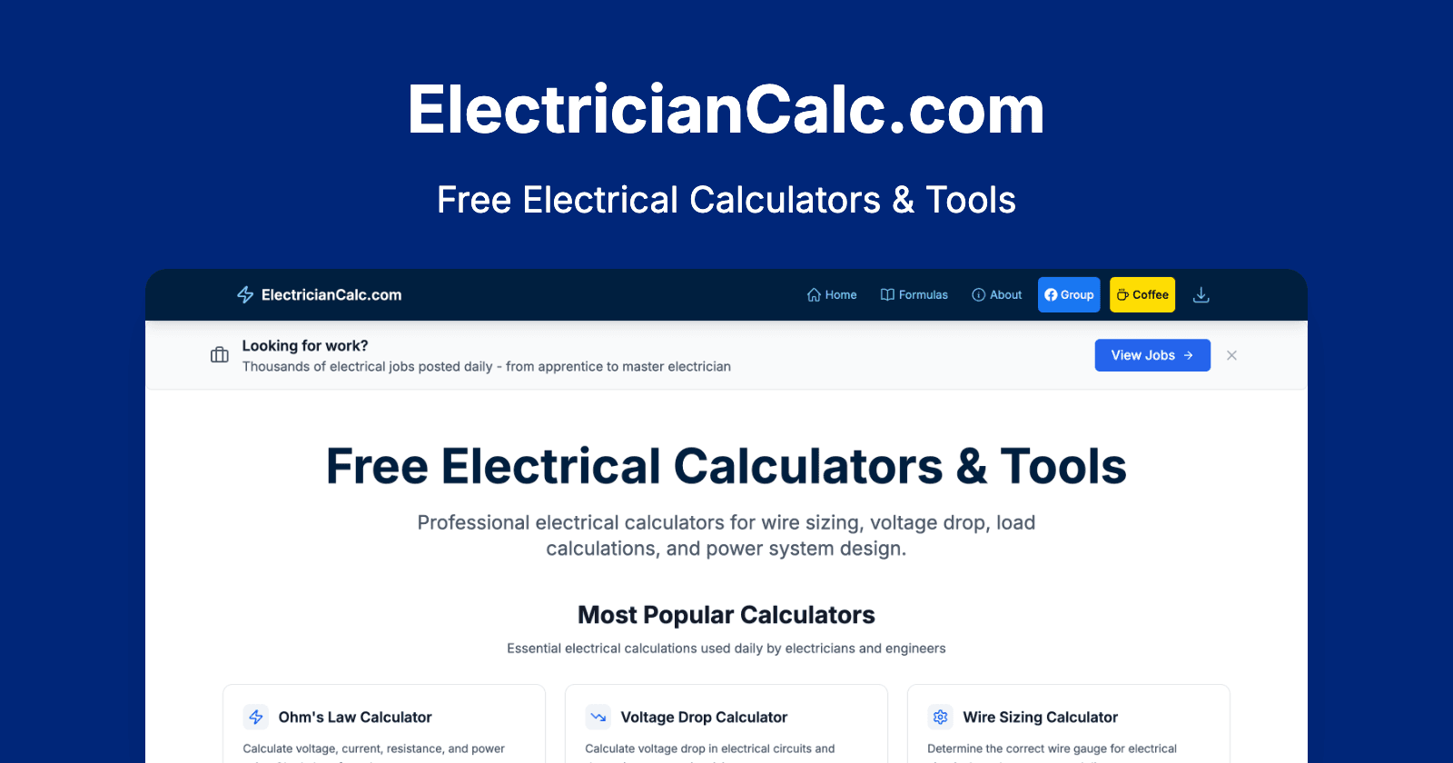ElectricianCalc.com screenshot 1