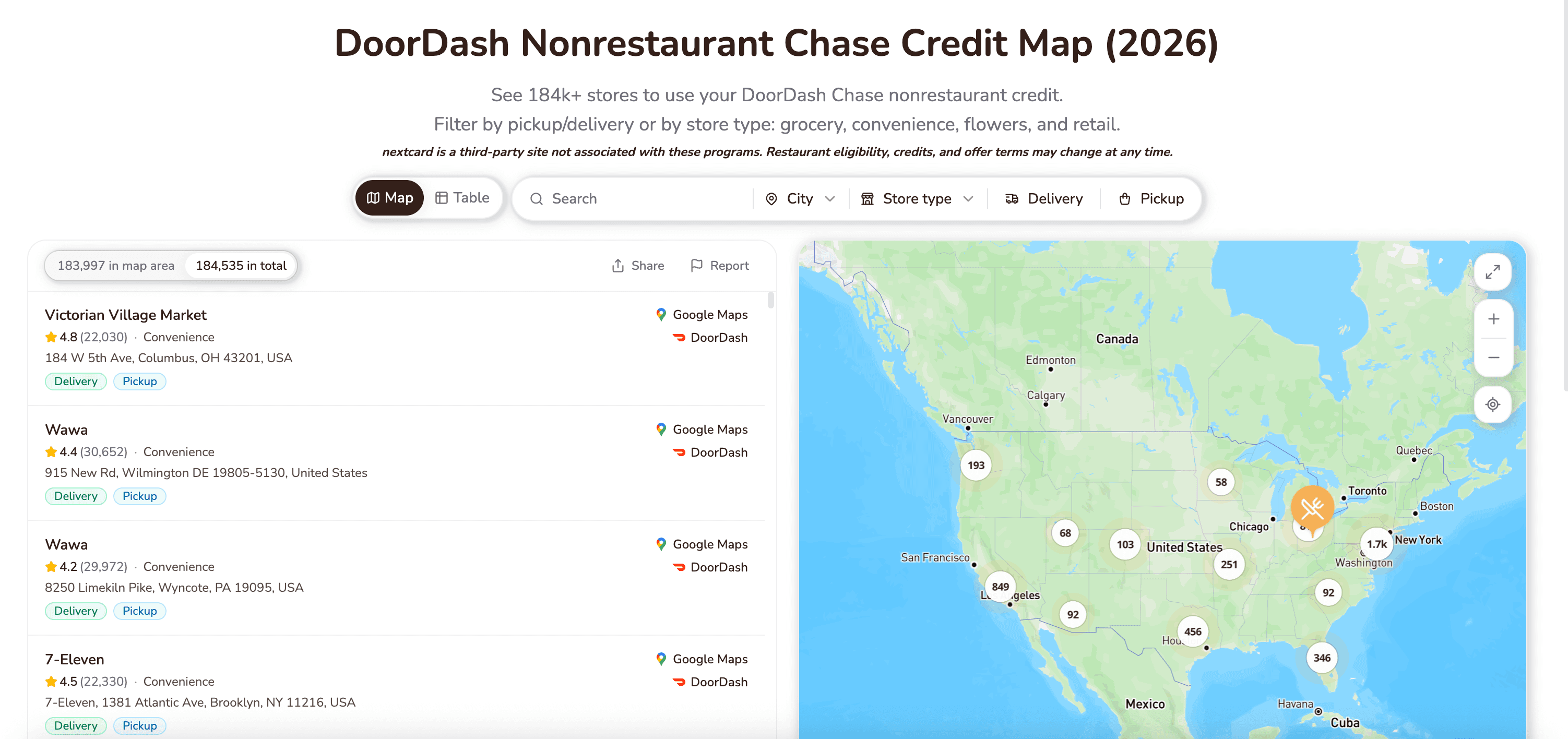 DoorDash nonrestaurant merchants map screenshot 1