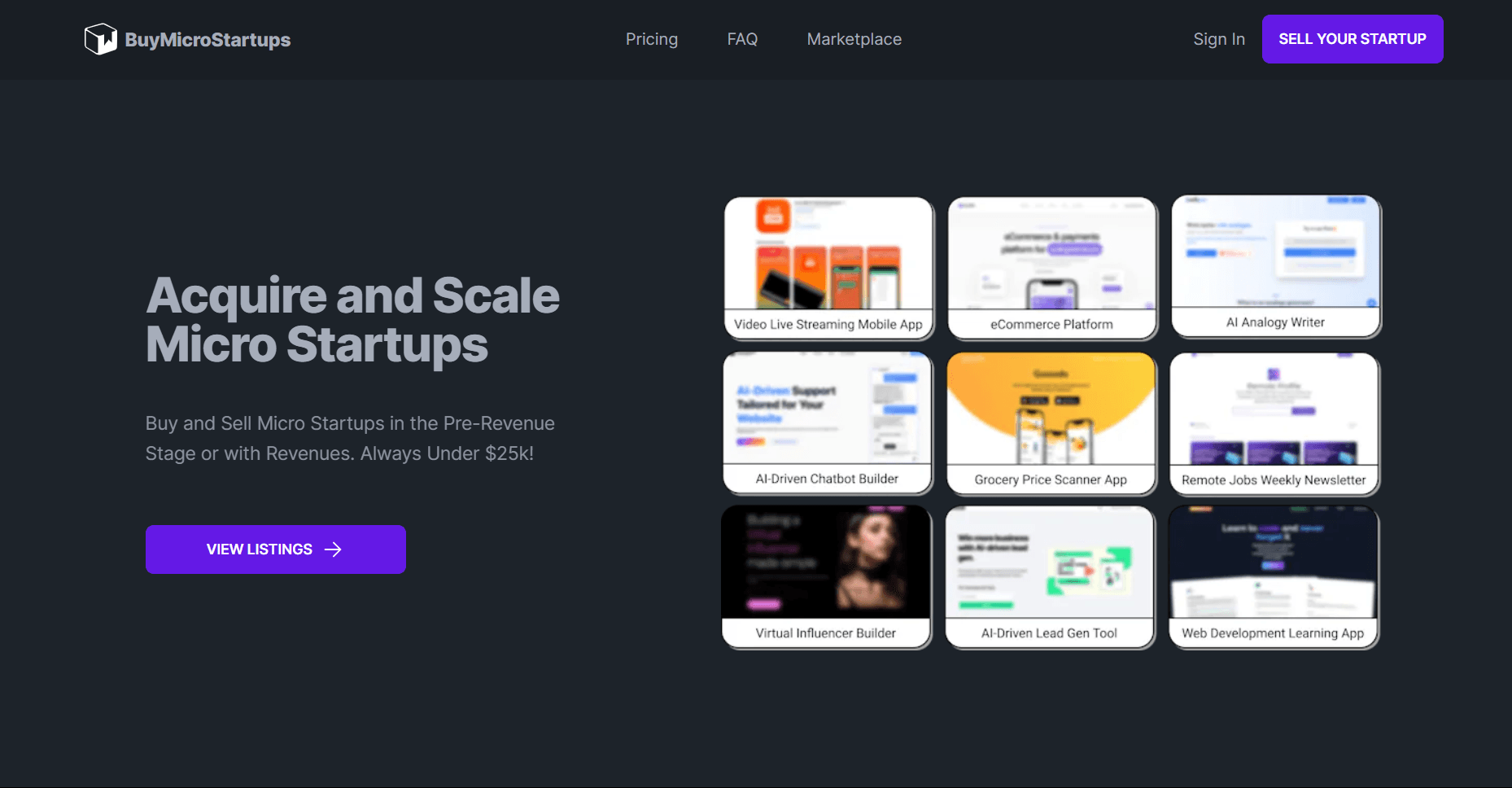 BuyMicroStartups screenshot 1
