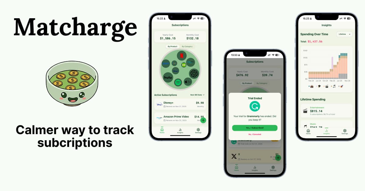Matcharge - Subscription Manager screenshot 1