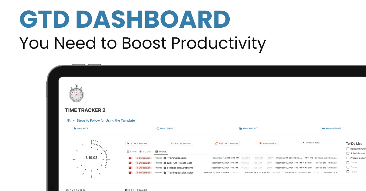 GTD Dashboard screenshot 1