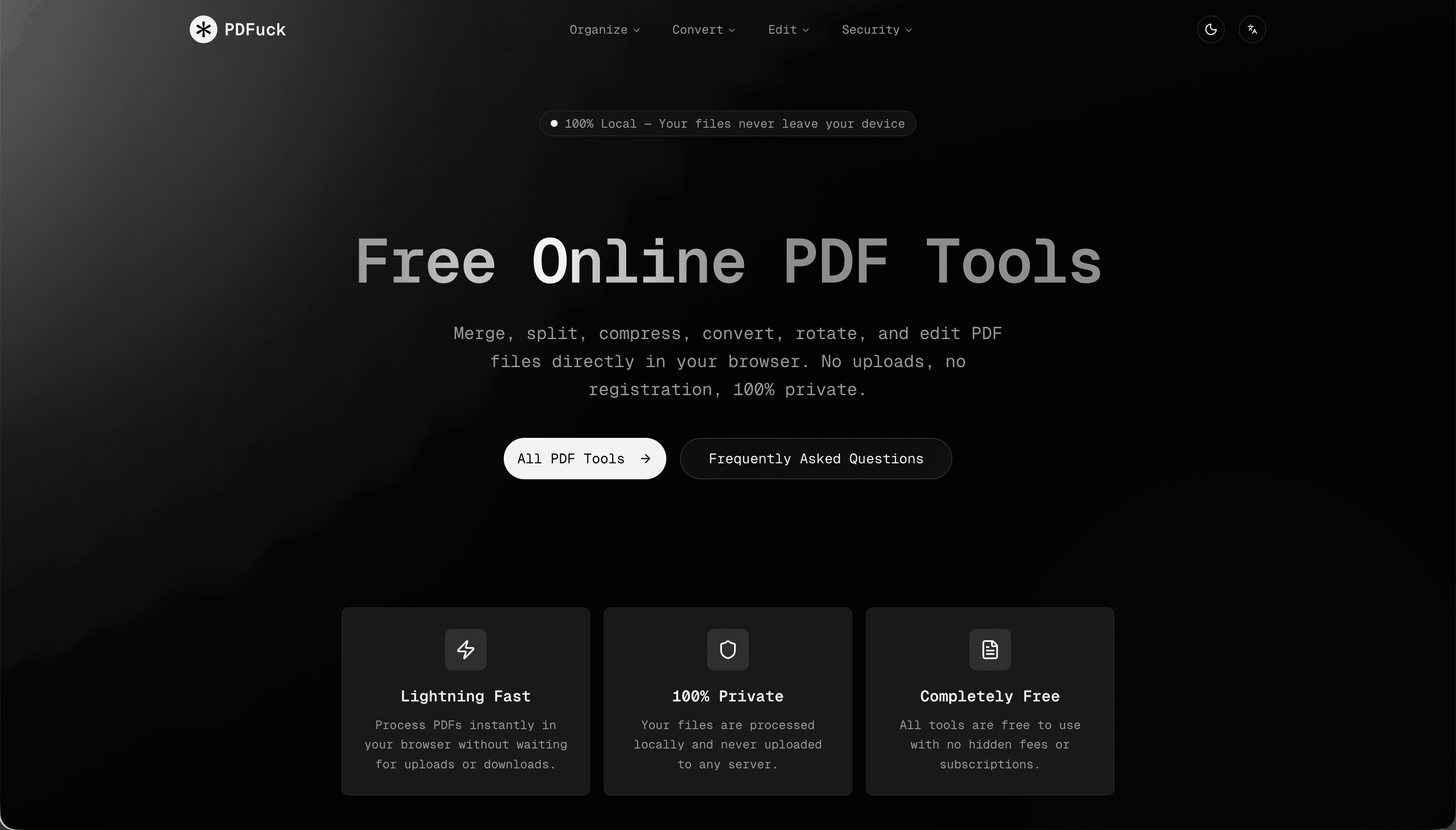 PDFuck - Free Online PDF Tools screenshot 1