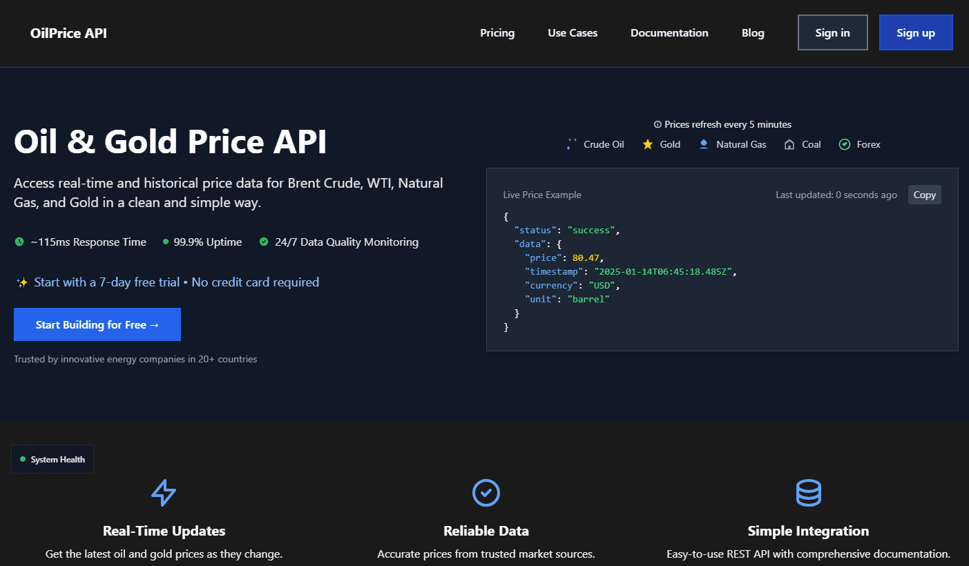 OilPrice API screenshot 1