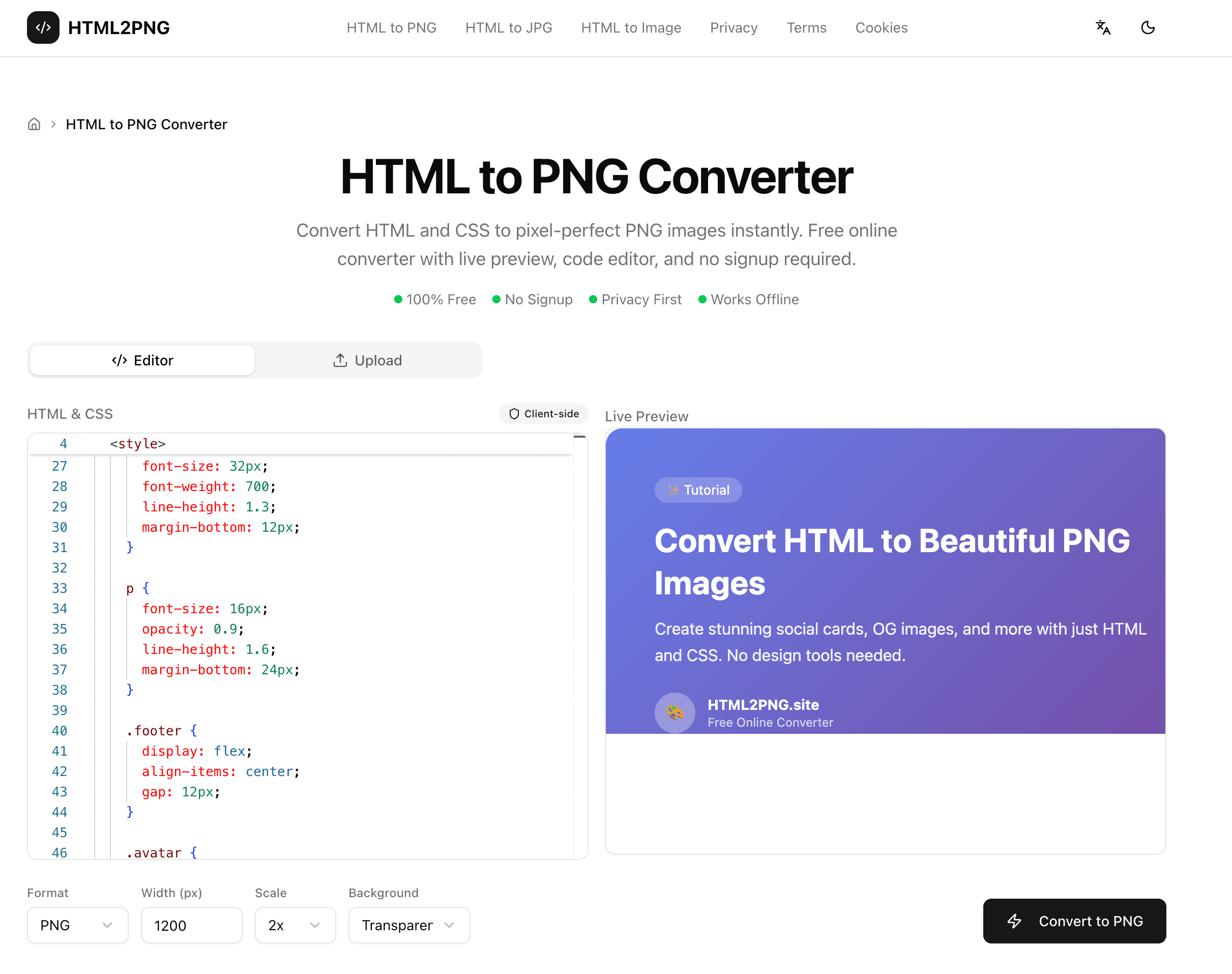 HTML to PNG Converter screenshot 1